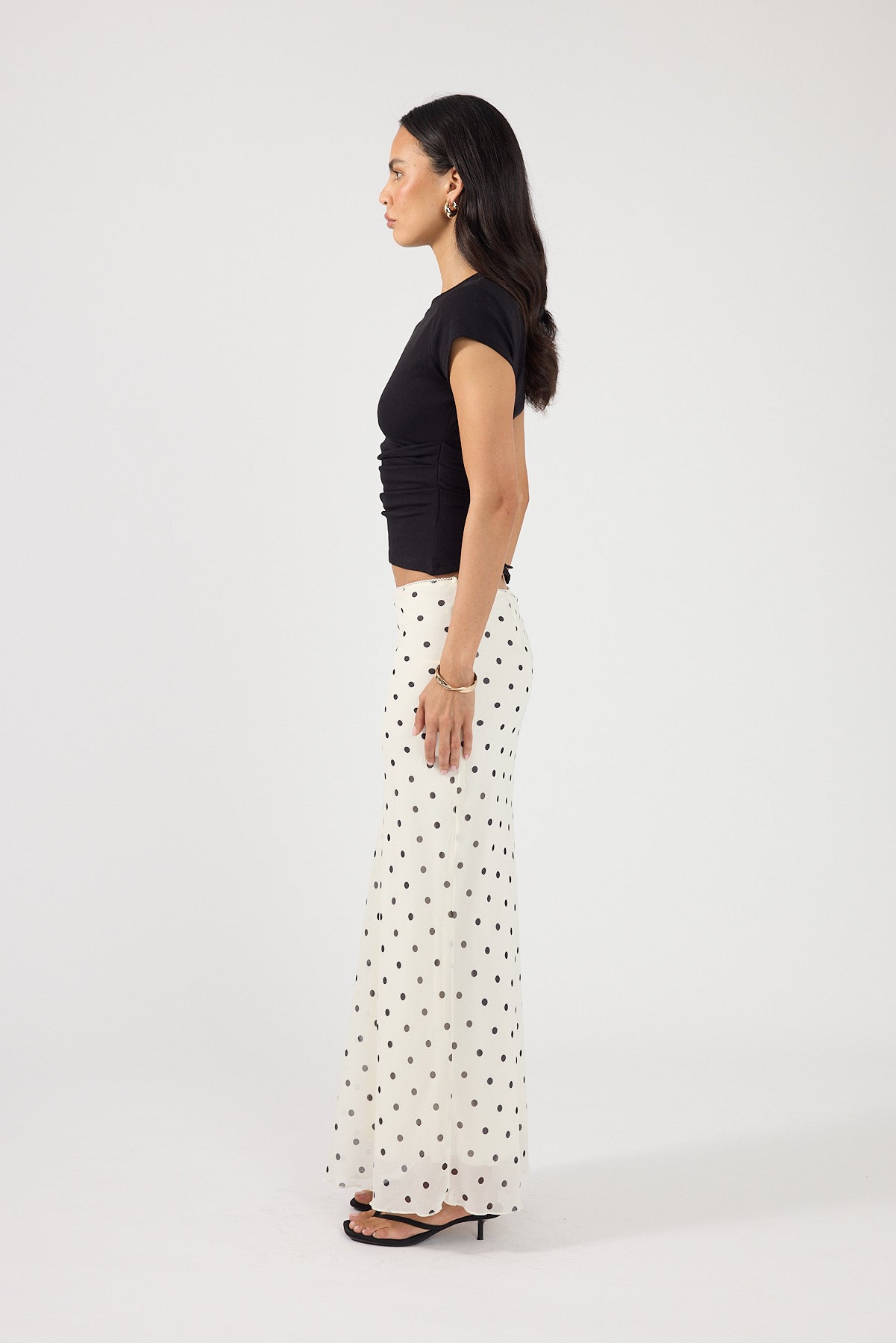 Perfect Stranger Polka Wish Maxi Skirt Cream Print