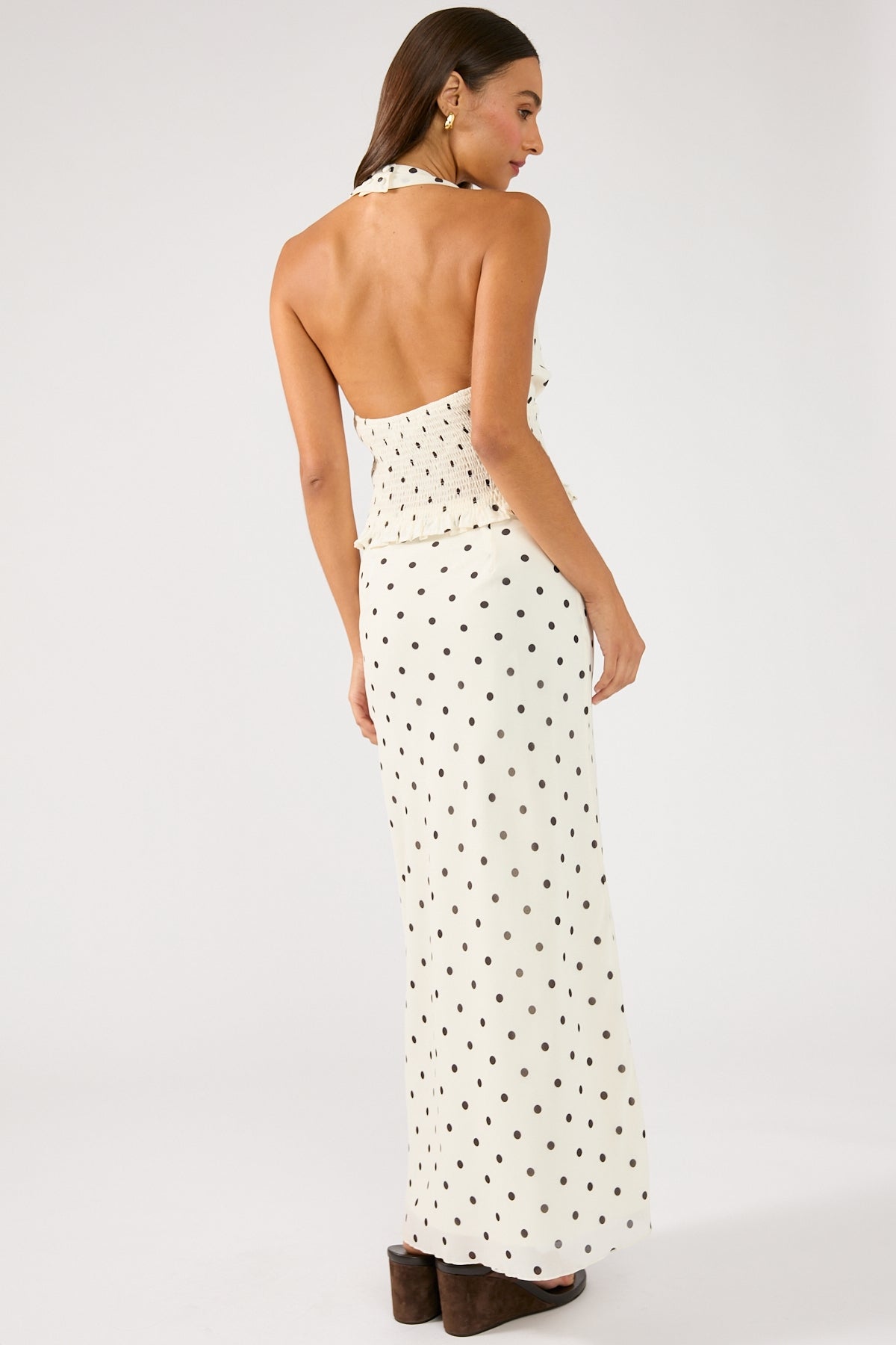 Perfect Stranger Polka Wish Maxi Skirt Cream Print
