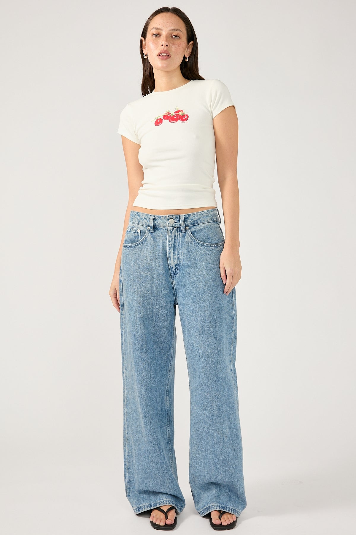 Perfect Stranger Pomodoro Cap Sleeve Tee White