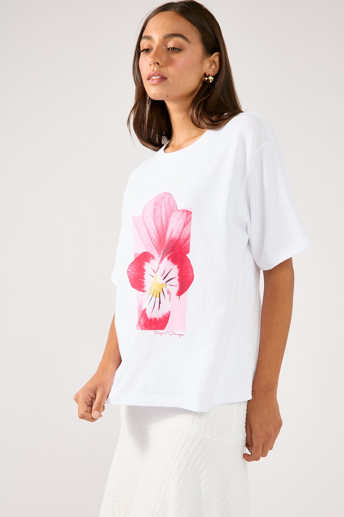 Perfect Stranger Flora Oversized Graphic Tee White