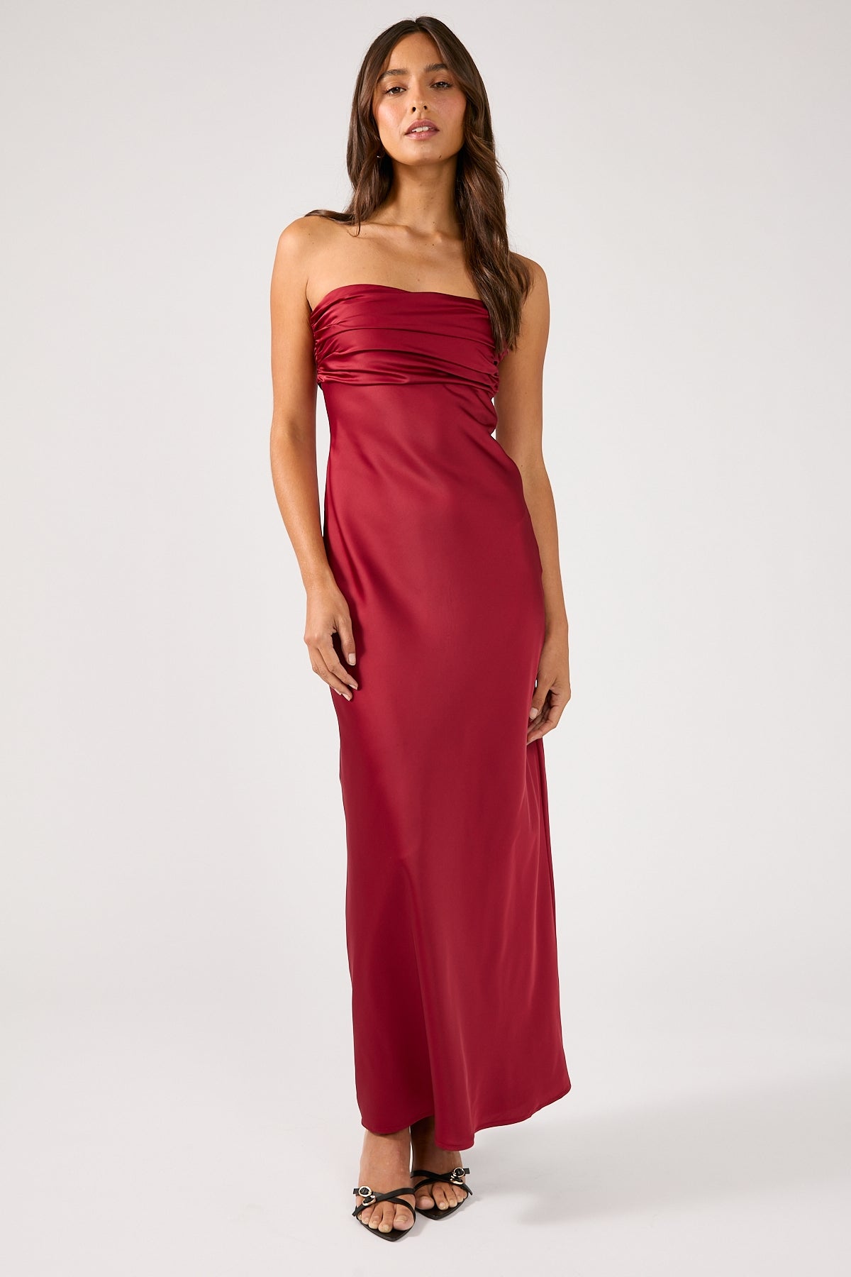 Perfect Stranger Corrie Strapless Maxi Dress Burgundy