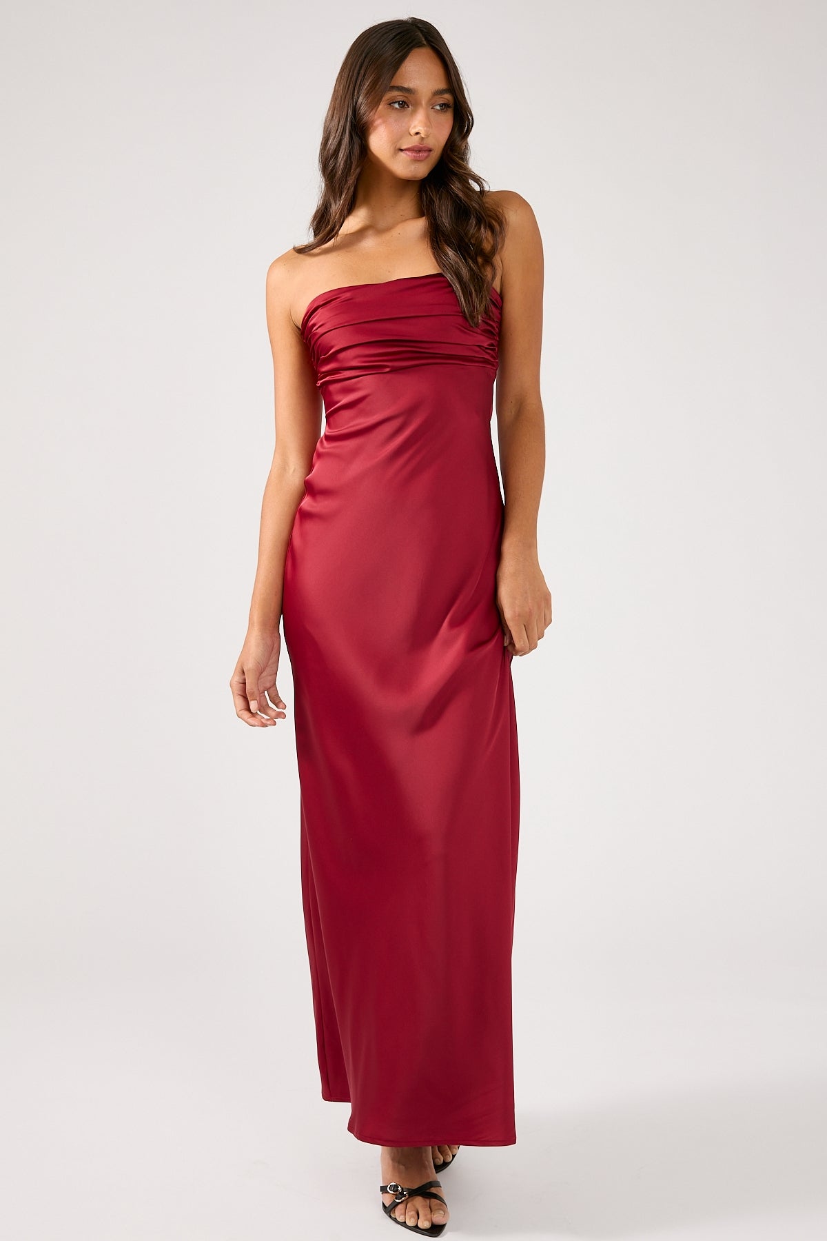 Perfect Stranger Corrie Strapless Maxi Dress Burgundy