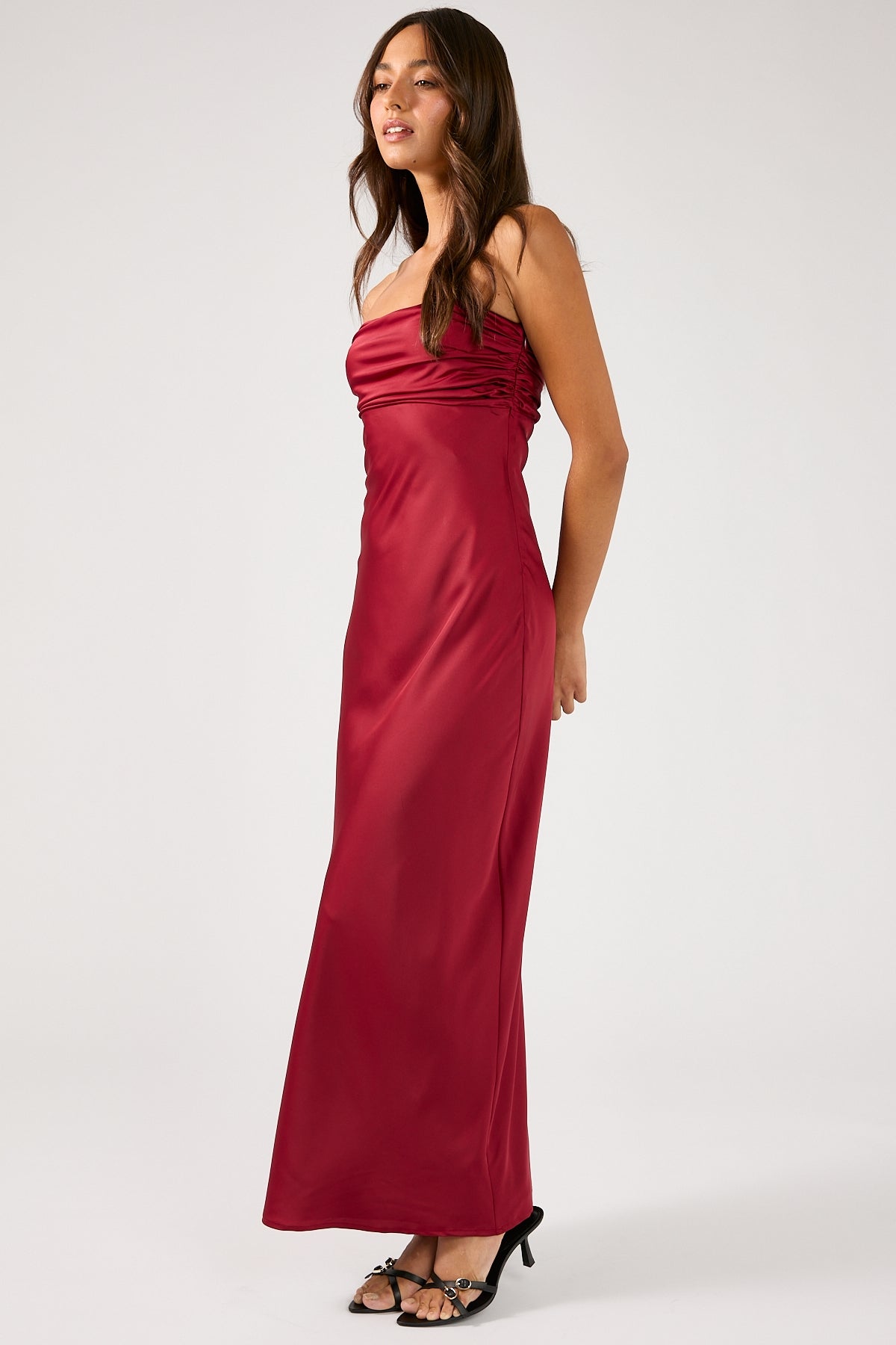 Perfect Stranger Corrie Strapless Maxi Dress Burgundy