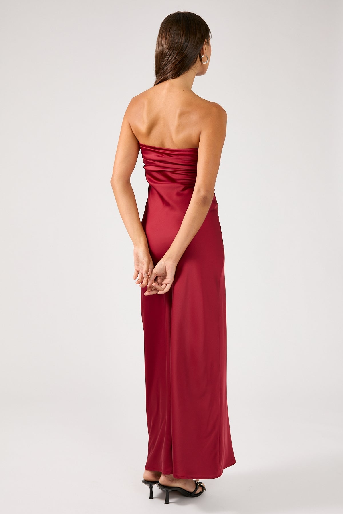 Perfect Stranger Corrie Strapless Maxi Dress Burgundy