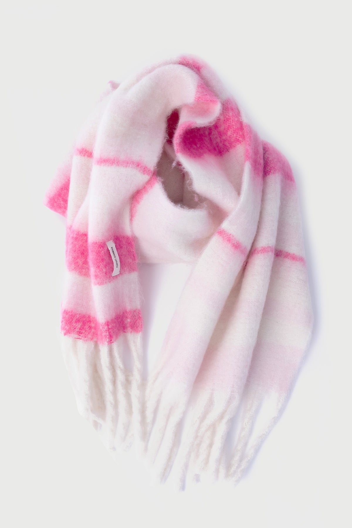 Perfect Stranger Check Plush Overszied Knit Scarf Pink