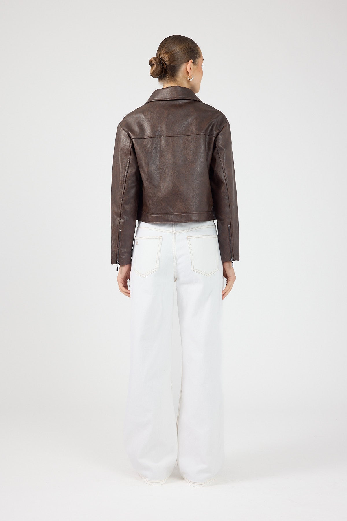 Perfect Stranger Kandice Pu Zip Up Jacket Dark Brown
