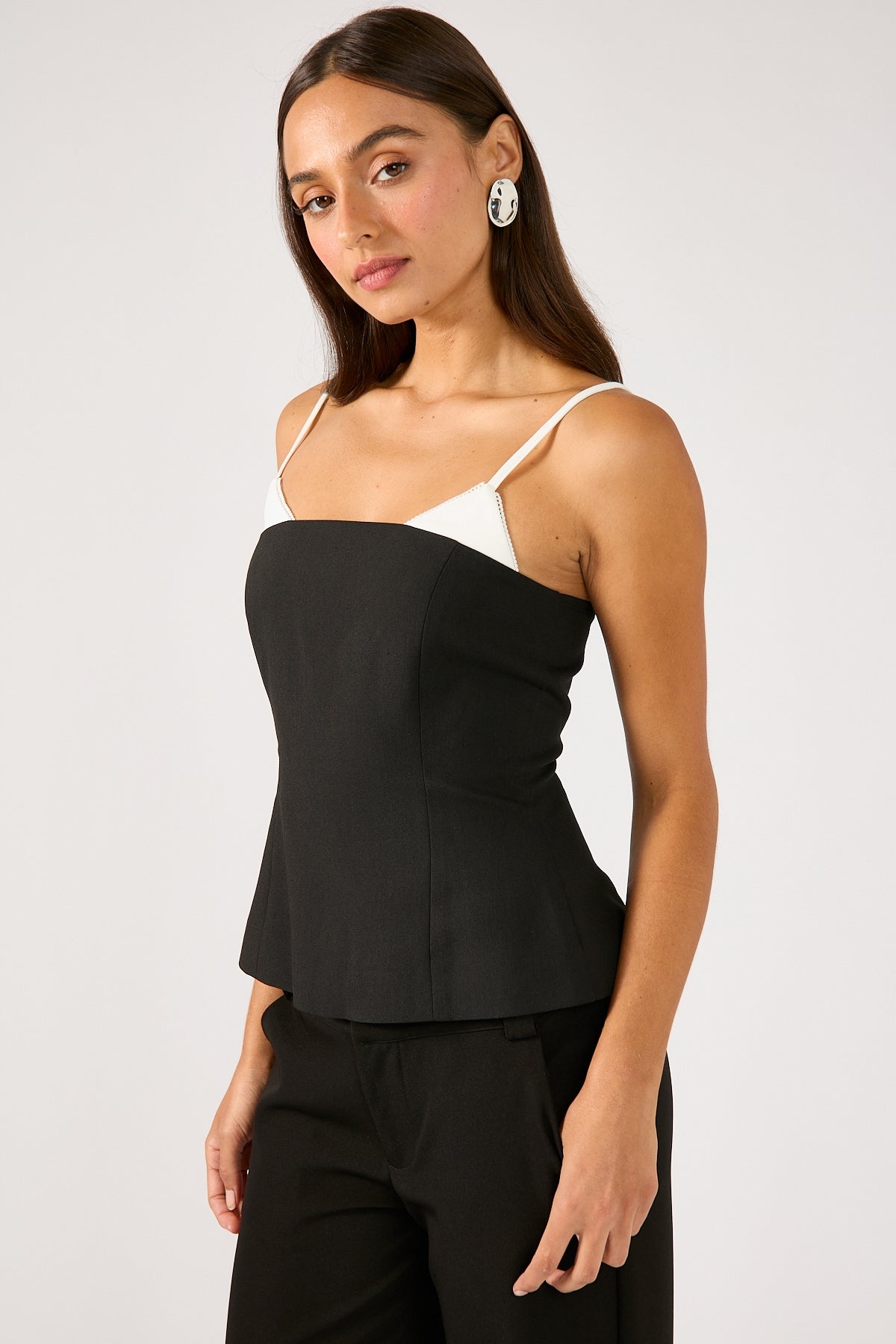 Perfect Stranger Alisa Contrast Top Black