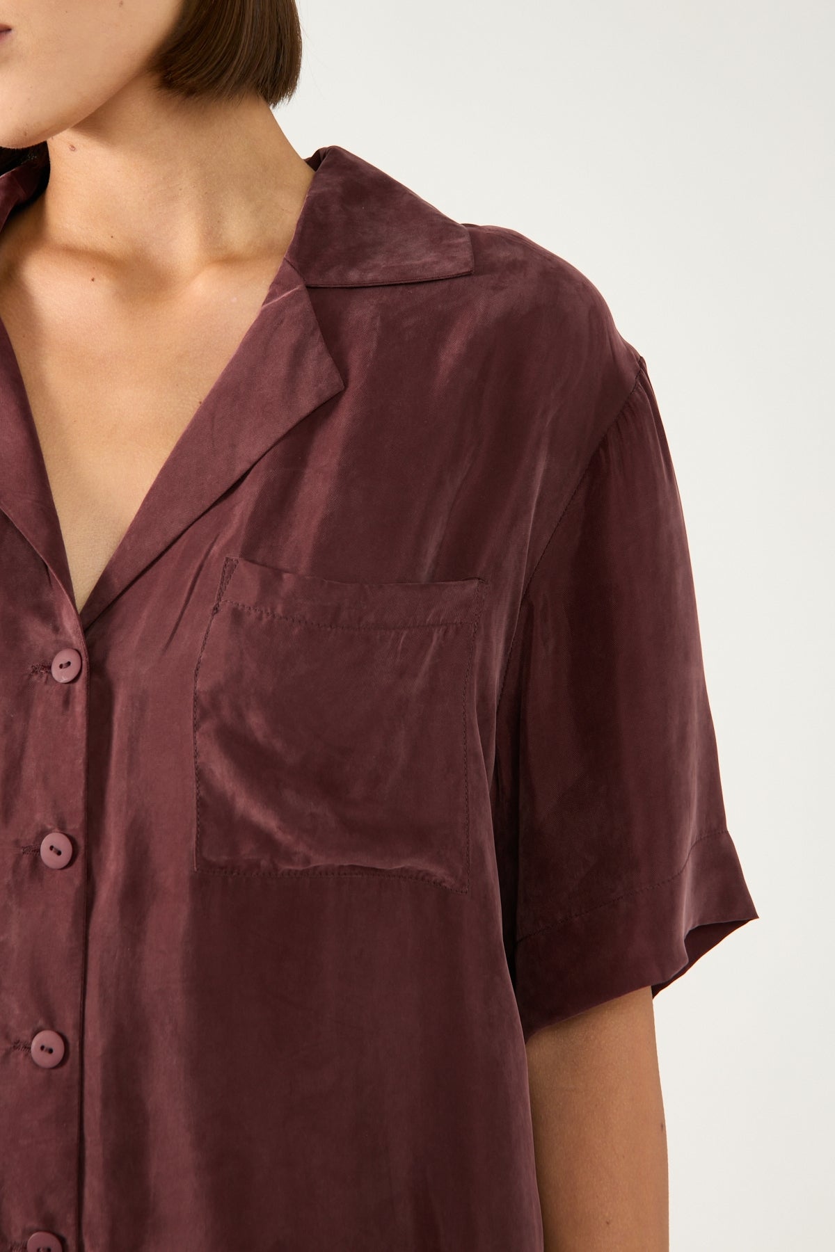 Perfect Stranger Ace Cupro Button Up Shirt Burgundy