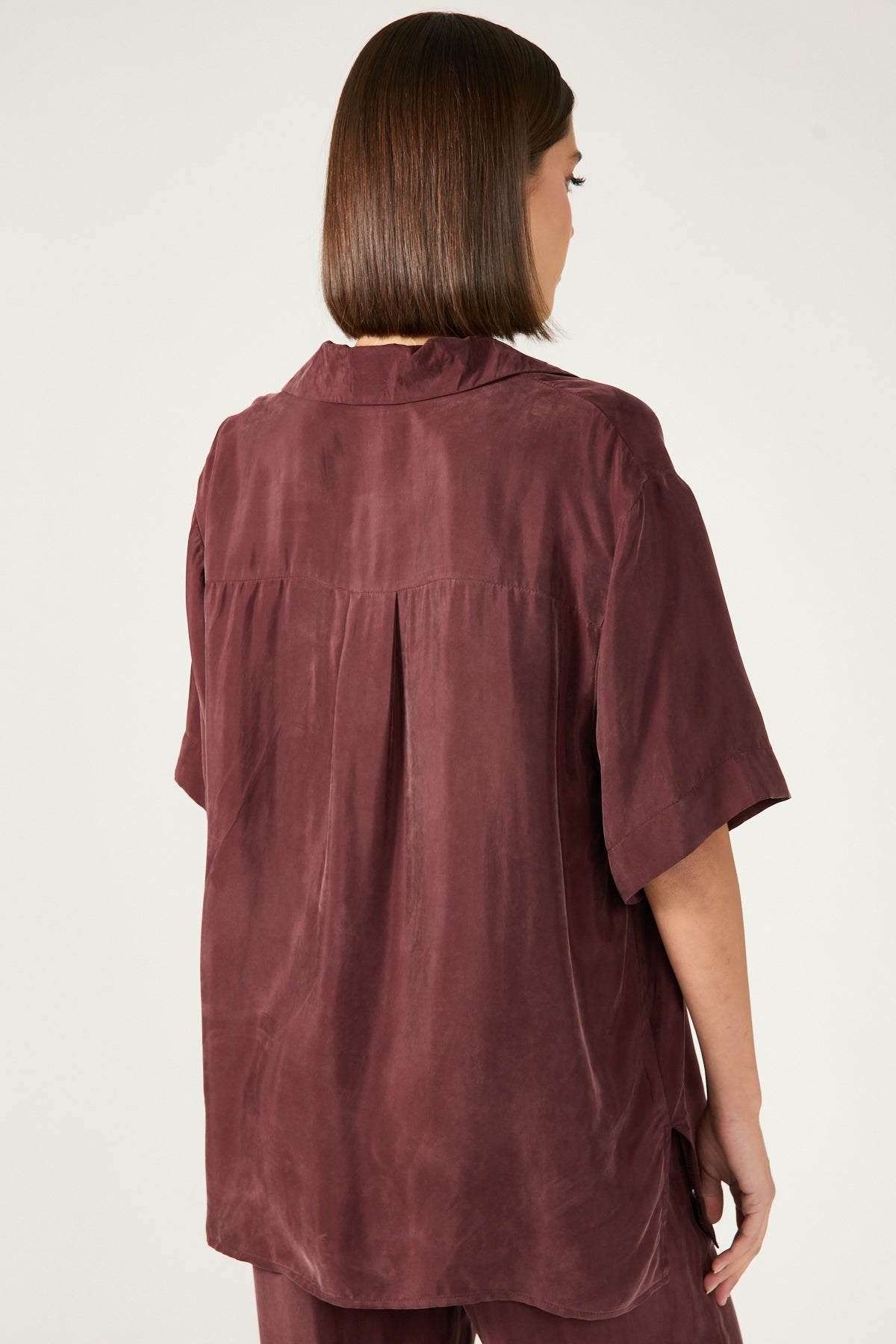 Perfect Stranger Ace Cupro Button Up Shirt Burgundy