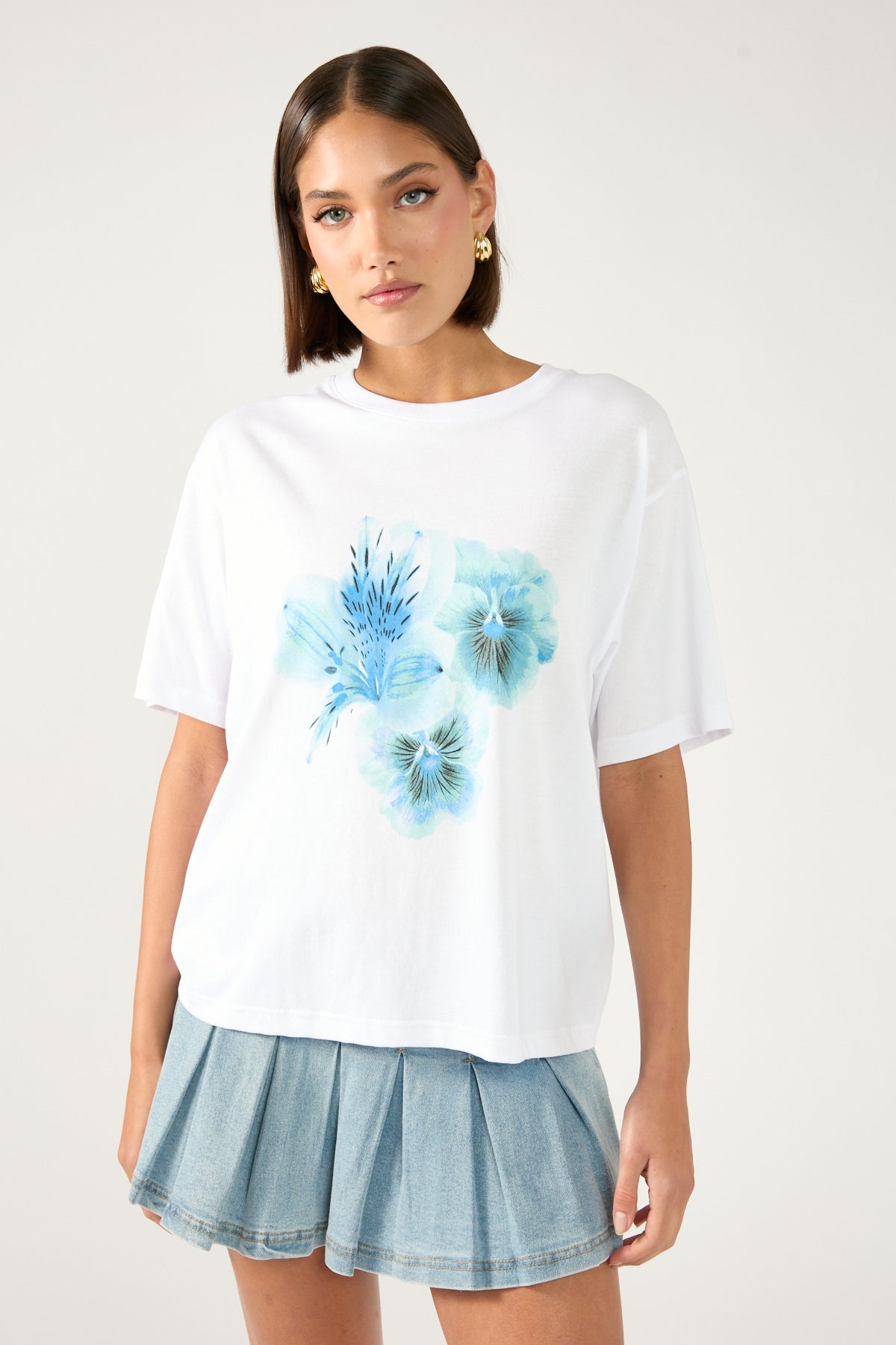 Perfect Stranger Floret Oversized Graphic Tee White