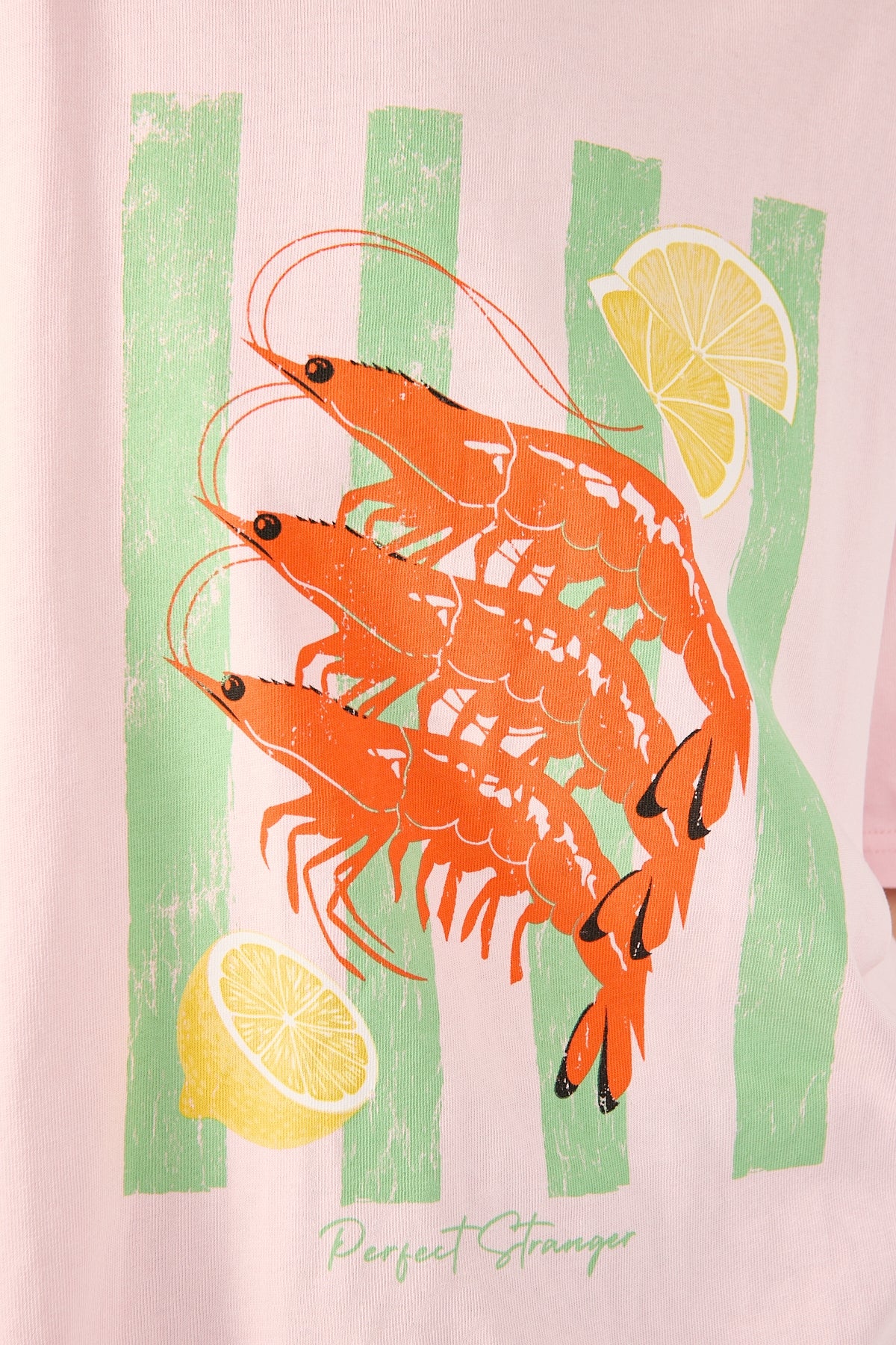 Perfect Stranger Prawn Cocktail Oversized Graphic Tee Pink