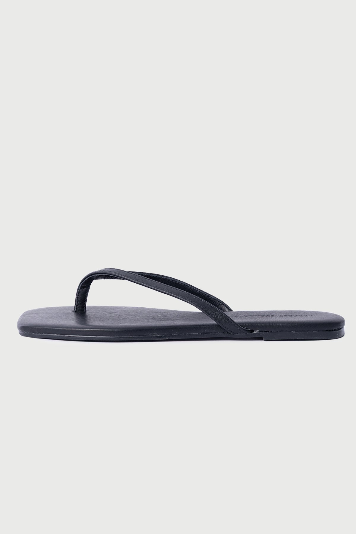 Perfect Stranger Square Toe Leather Thong Black