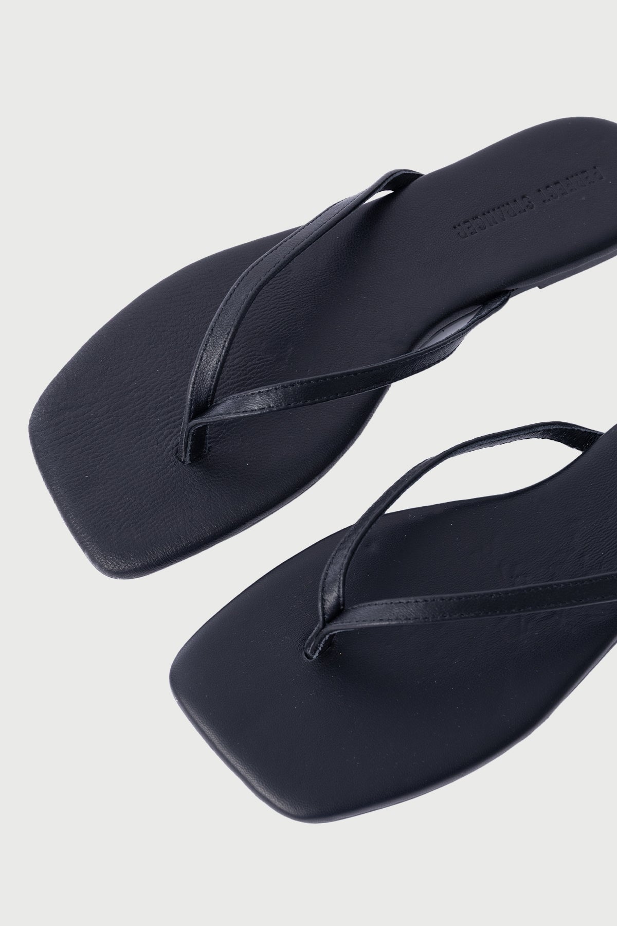 Perfect Stranger Square Toe Leather Thong Black