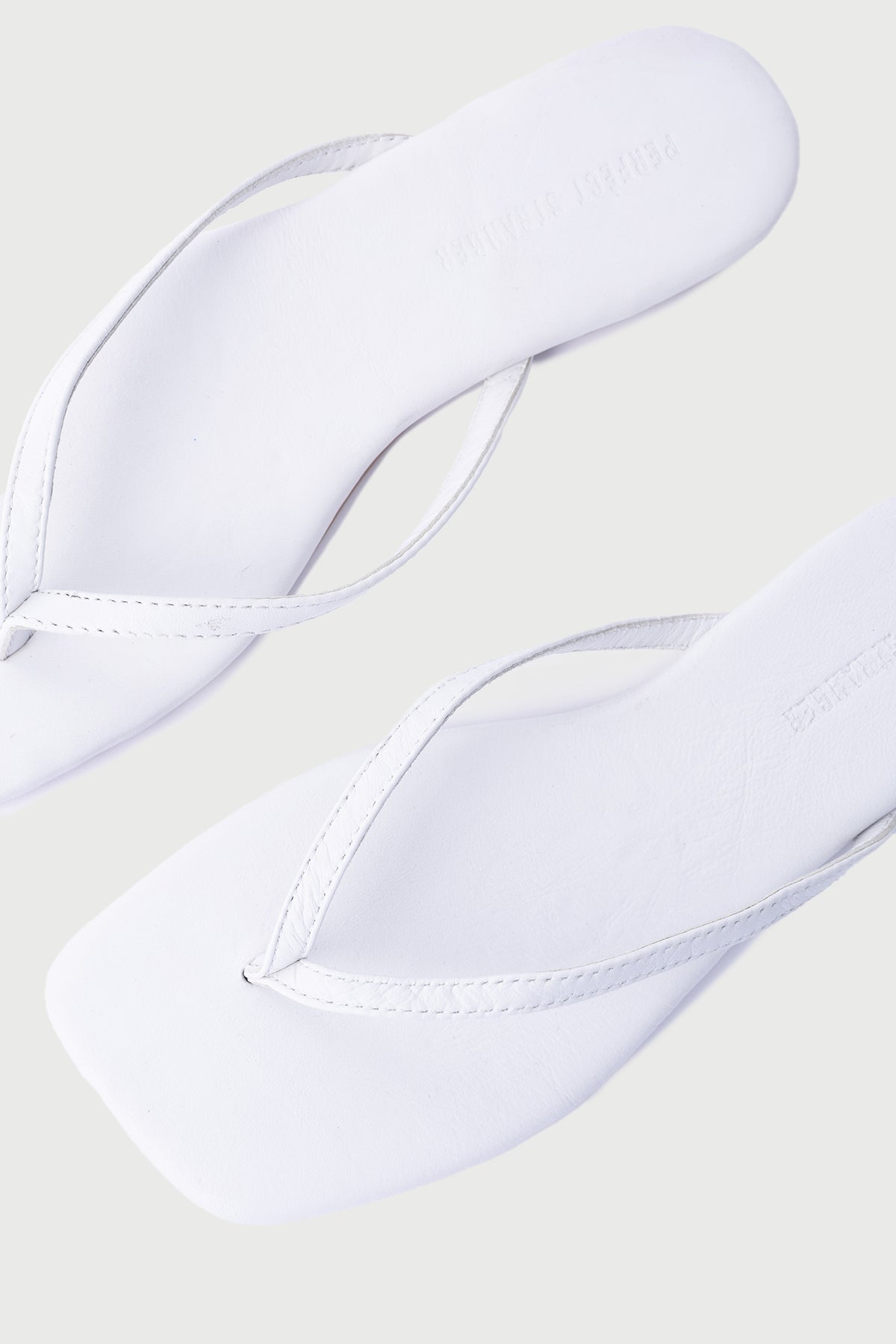 Perfect Stranger Square Toe Leather Thong White White