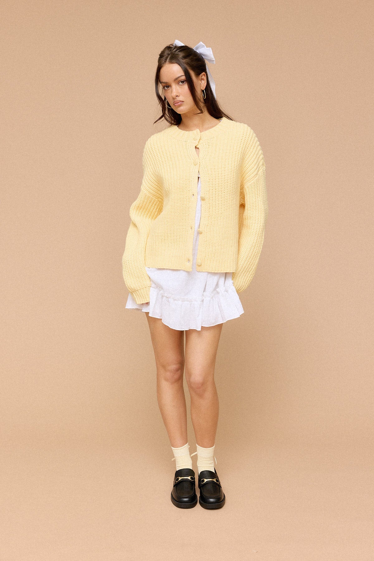 Perfect Stranger Dottie Slouch Cardigan Lemon