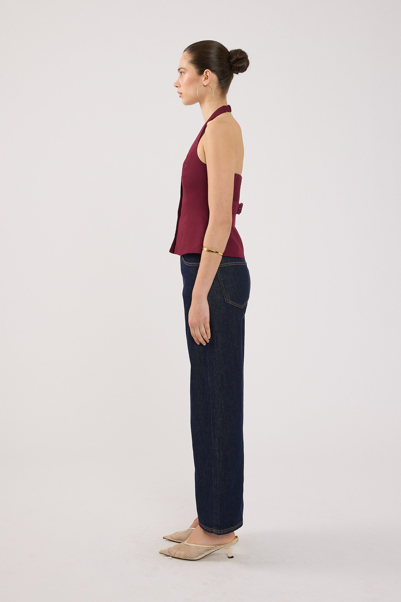 Perfect Stranger Luca Halter Tailored Vest Burgundy