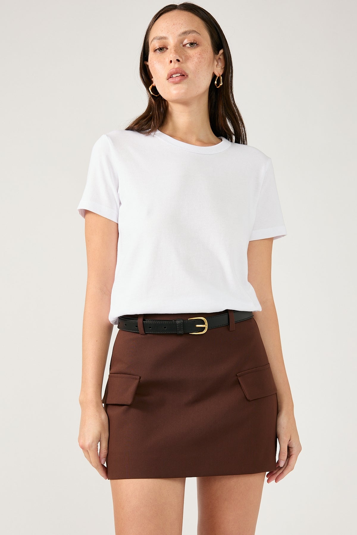 Perfect Stranger Maeve Tailored Mini Skirt Chocolate