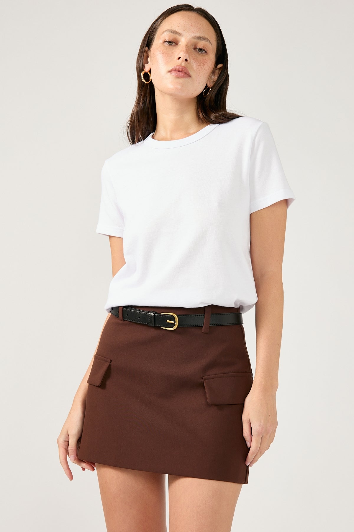 Perfect Stranger Maeve Tailored Mini Skirt Chocolate