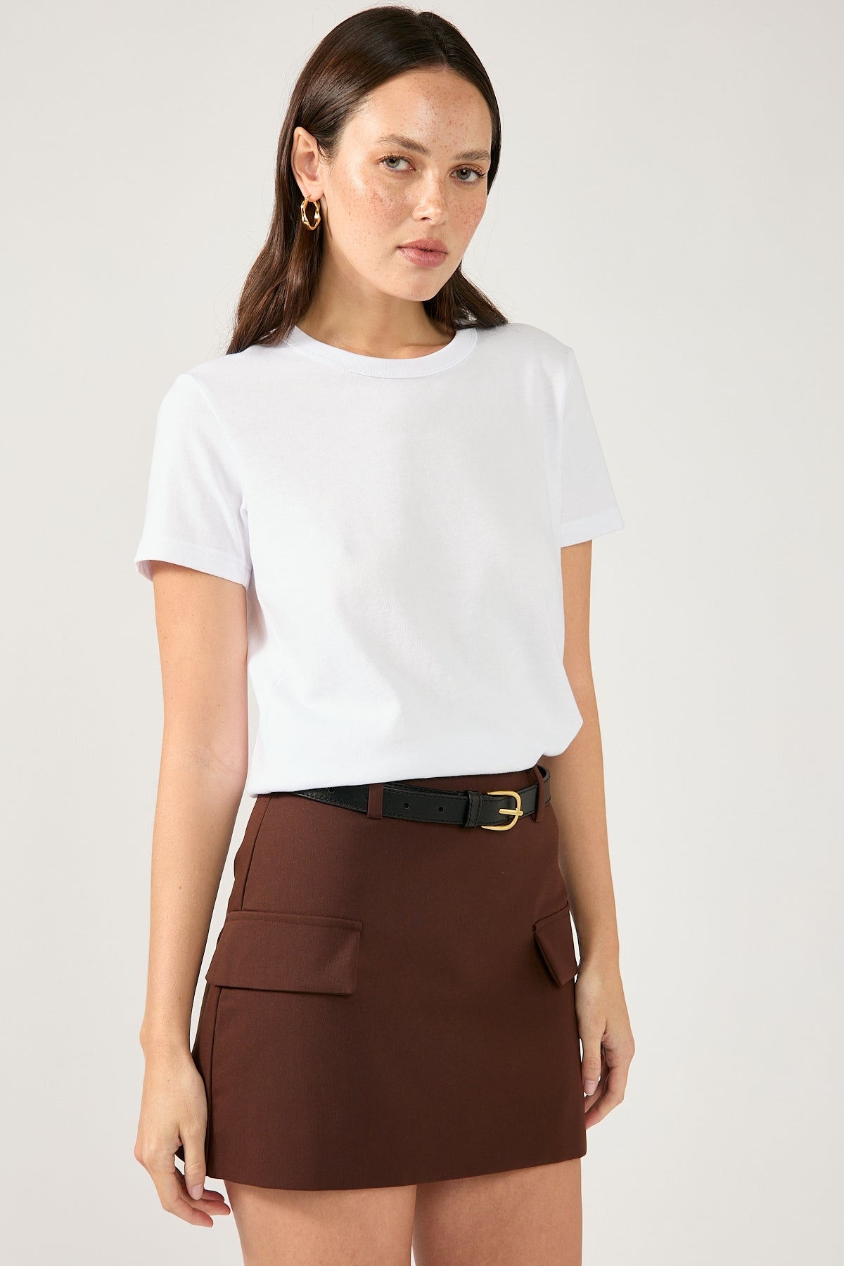 Perfect Stranger Maeve Tailored Mini Skirt Chocolate