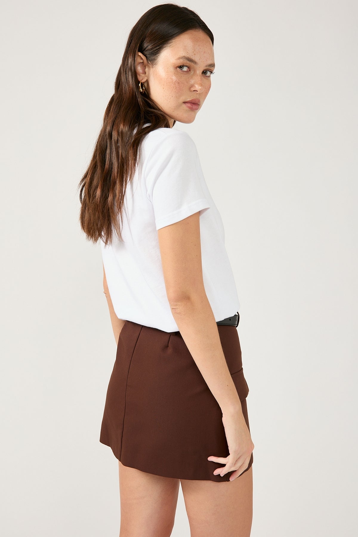 Perfect Stranger Maeve Tailored Mini Skirt Chocolate