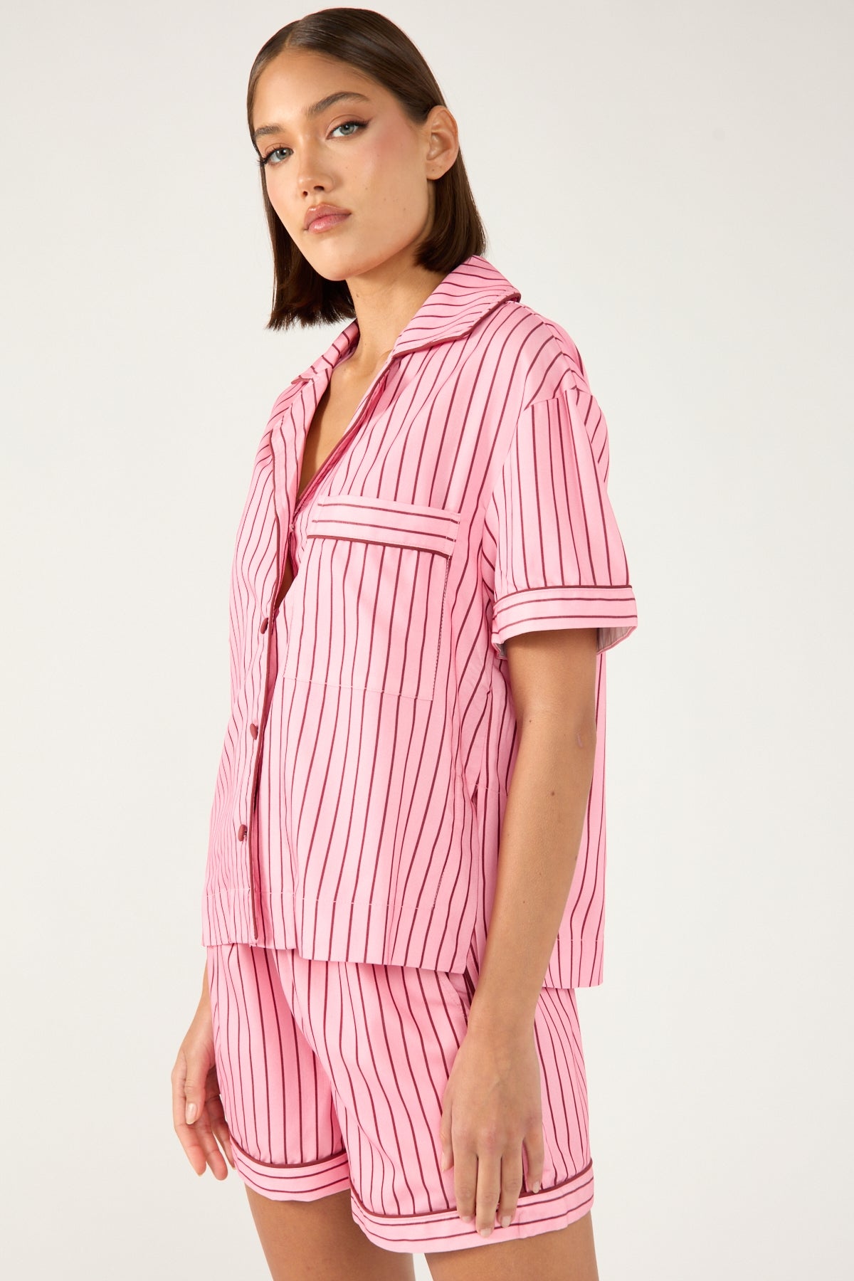 Hommey Hommey Short Sleeve Shirt - Rocky Road Stripes Pink Stripe