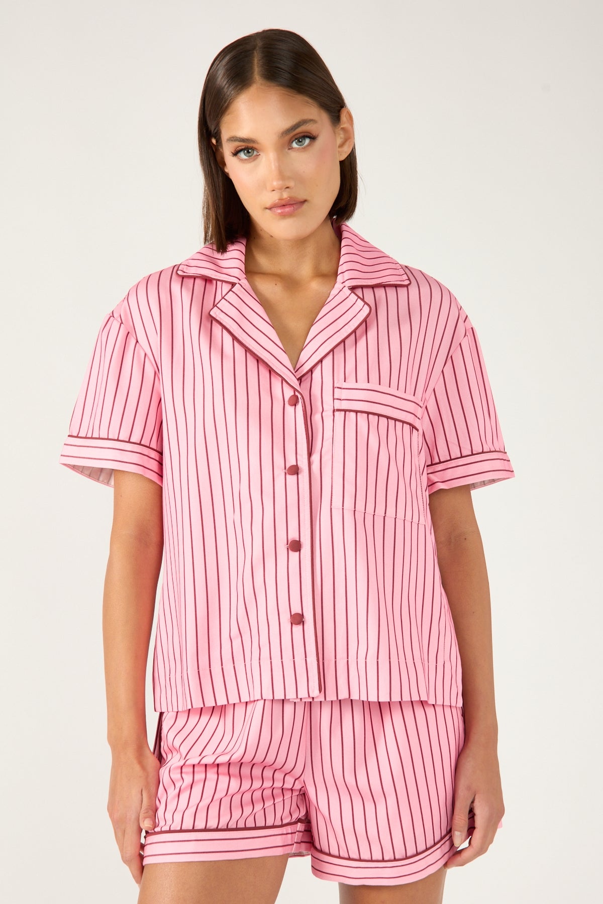 Hommey Hommey Short Sleeve Shirt - Rocky Road Stripes Pink Stripe