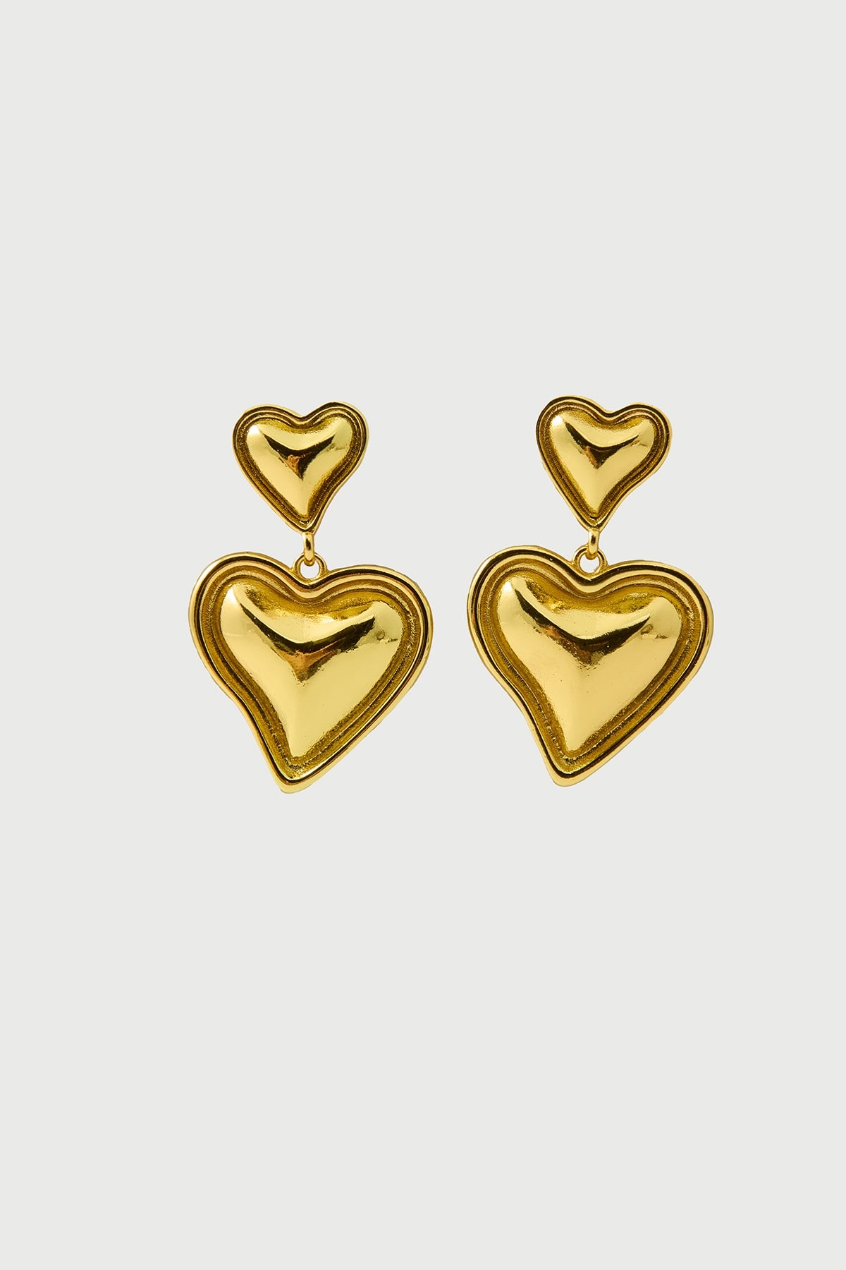 Perfect Stranger Double heart Drop Earring 18K Gold