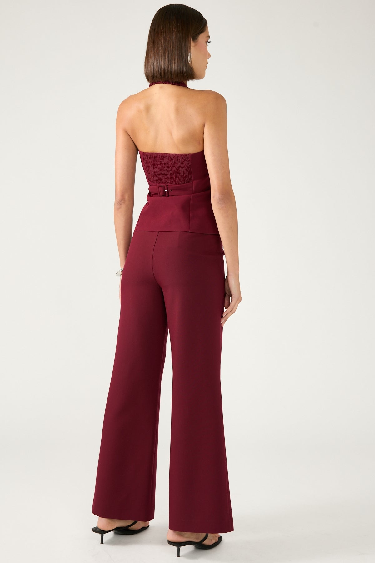 Perfect Stranger Linear Luca High Waist Pant Burgundy