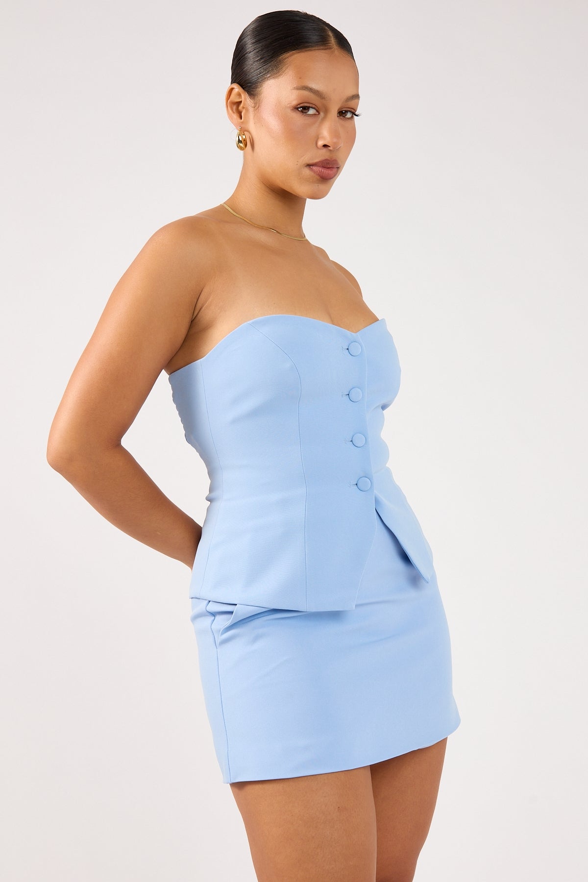 Perfect Stranger Luna High Rise Mini Skirt Blue