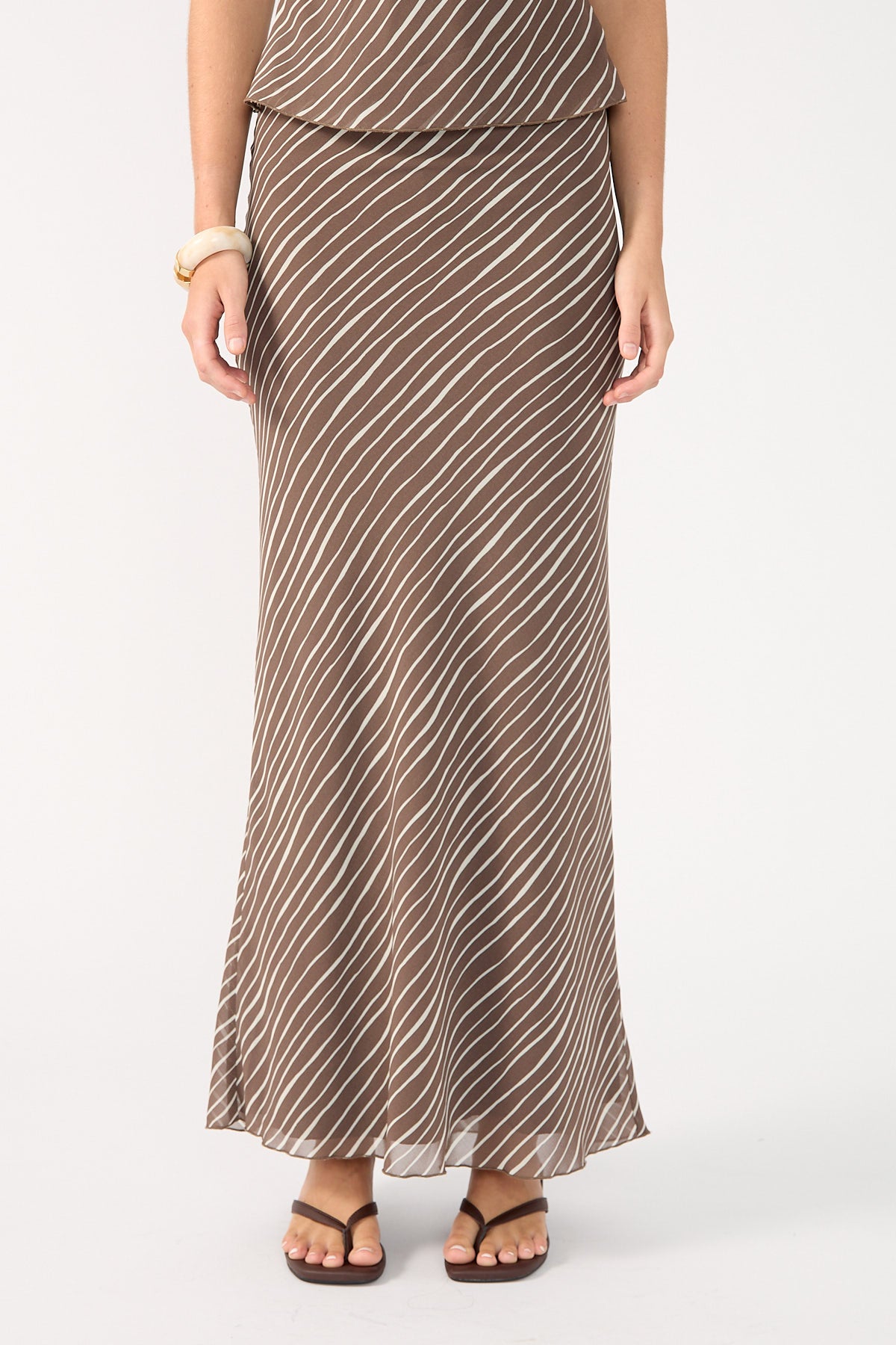 Perfect Stranger Priscilla Bias Cut Maxi Skirt Taupe Print