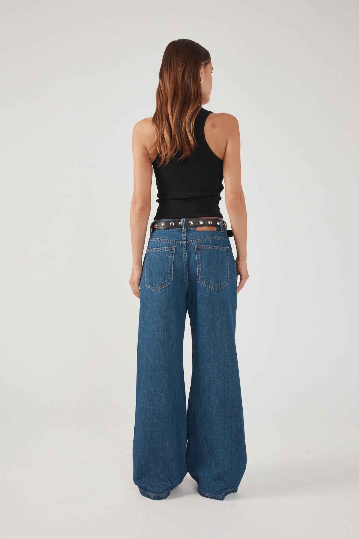 Perfect Stranger High Rise Pleated Jean Deep Blue Denim