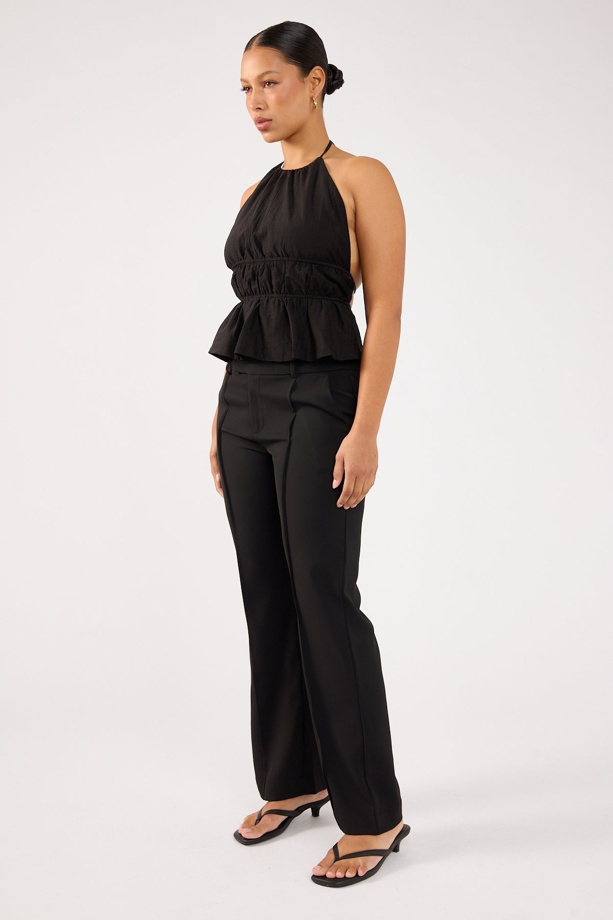 Perfect Stranger Nylah Low Rise Pintuck Tailored Pant Black