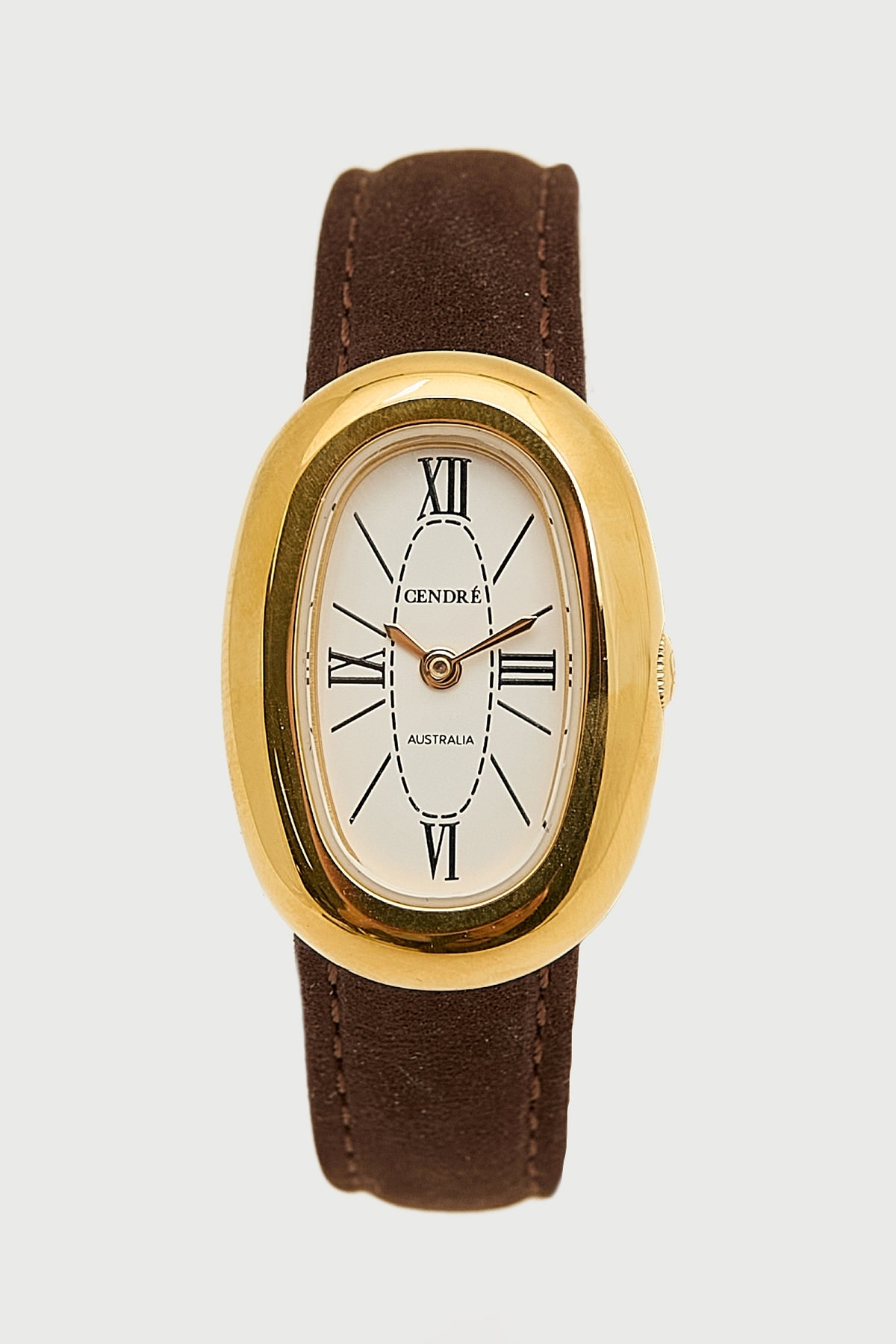 Cendre Bridgette Watch Choc Suede Gold.White