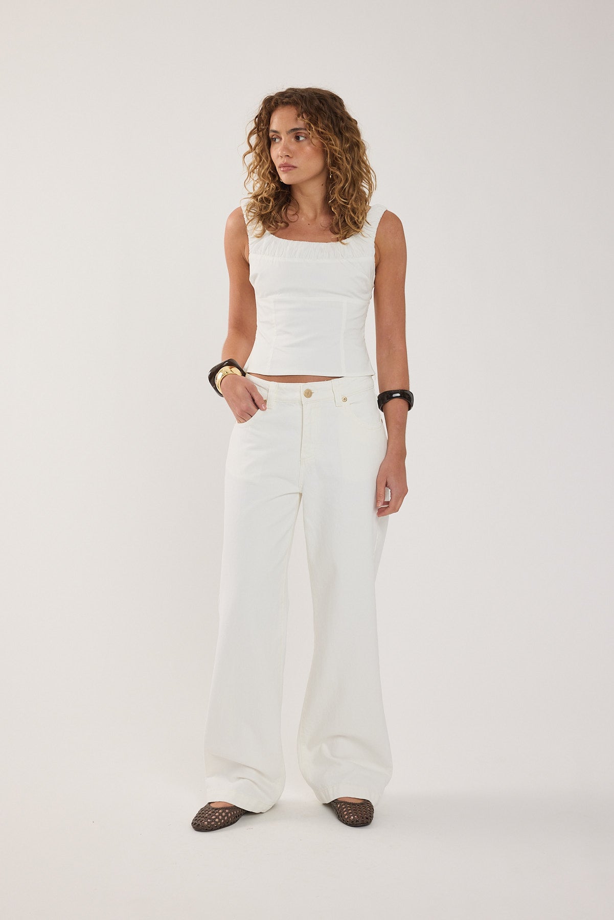 Abrand 95 Mid Baggy Jean White Gold