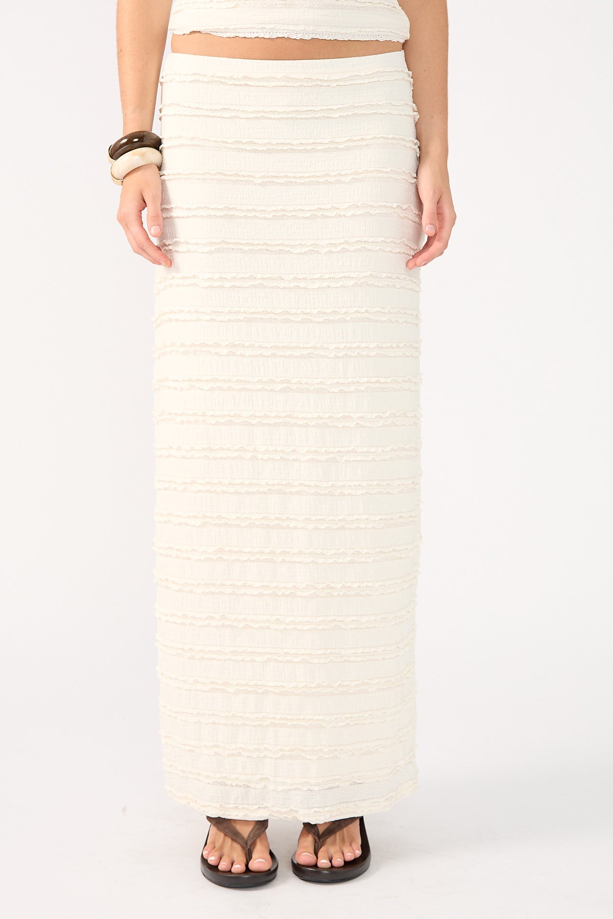 Perfect Stranger Frilly Astra Maxi Skirt Cream