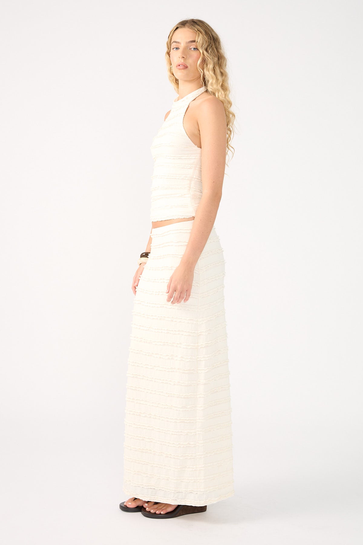 Perfect Stranger Frilly Astra Maxi Skirt Cream