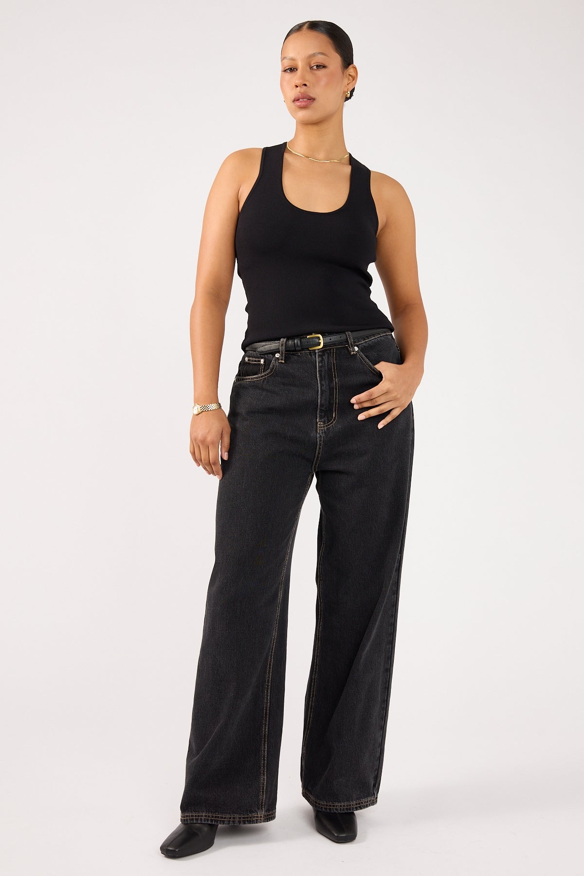 Perfect Stranger Adelaide Knit Racer Back Top Black
