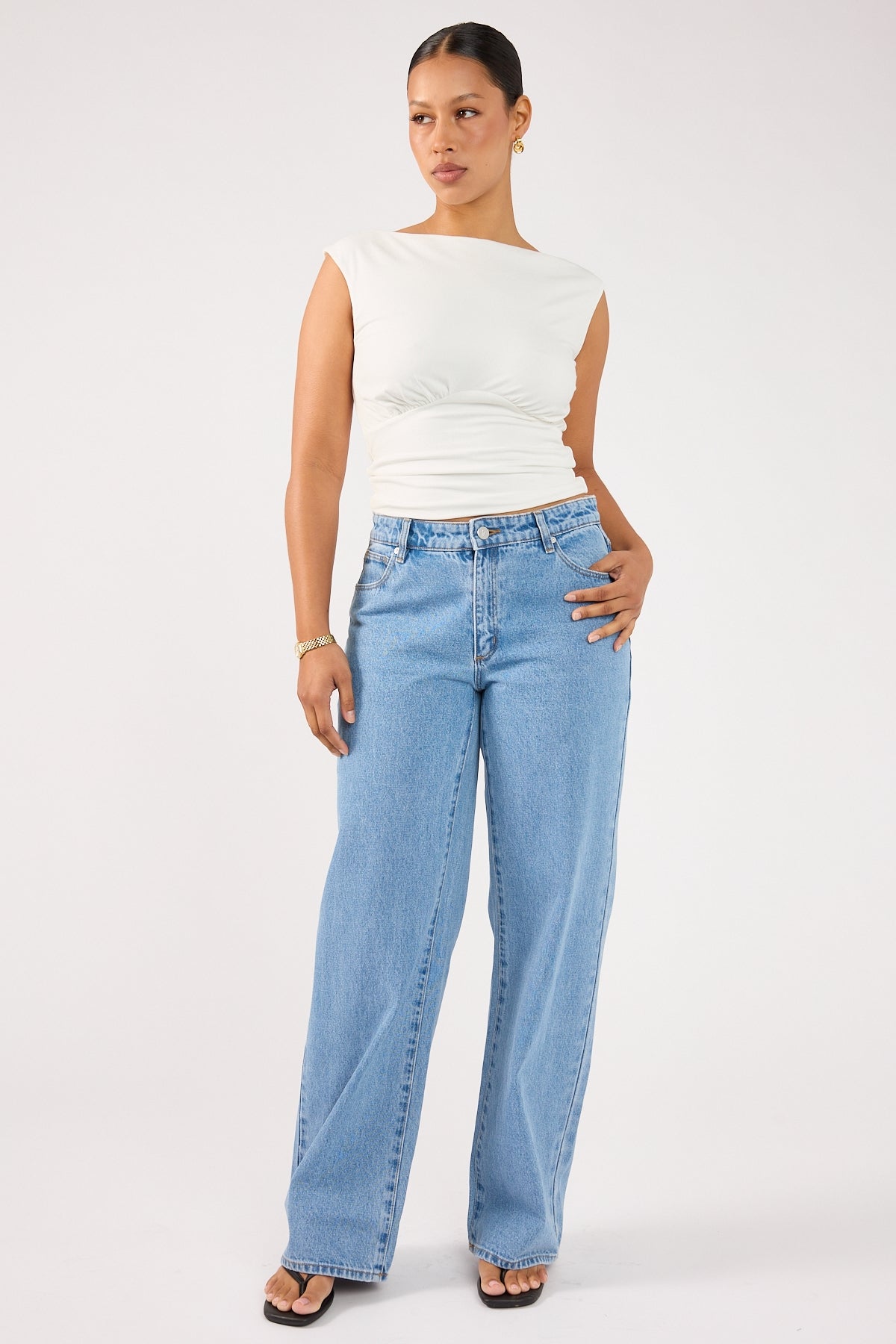 Perfect Stranger Kai Boat Neck Top White