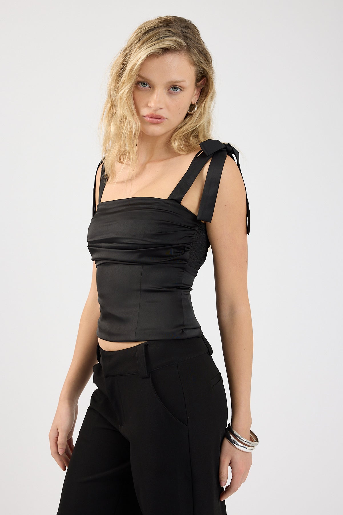 Perfect Stranger Sonnet Tie Straps Top Black