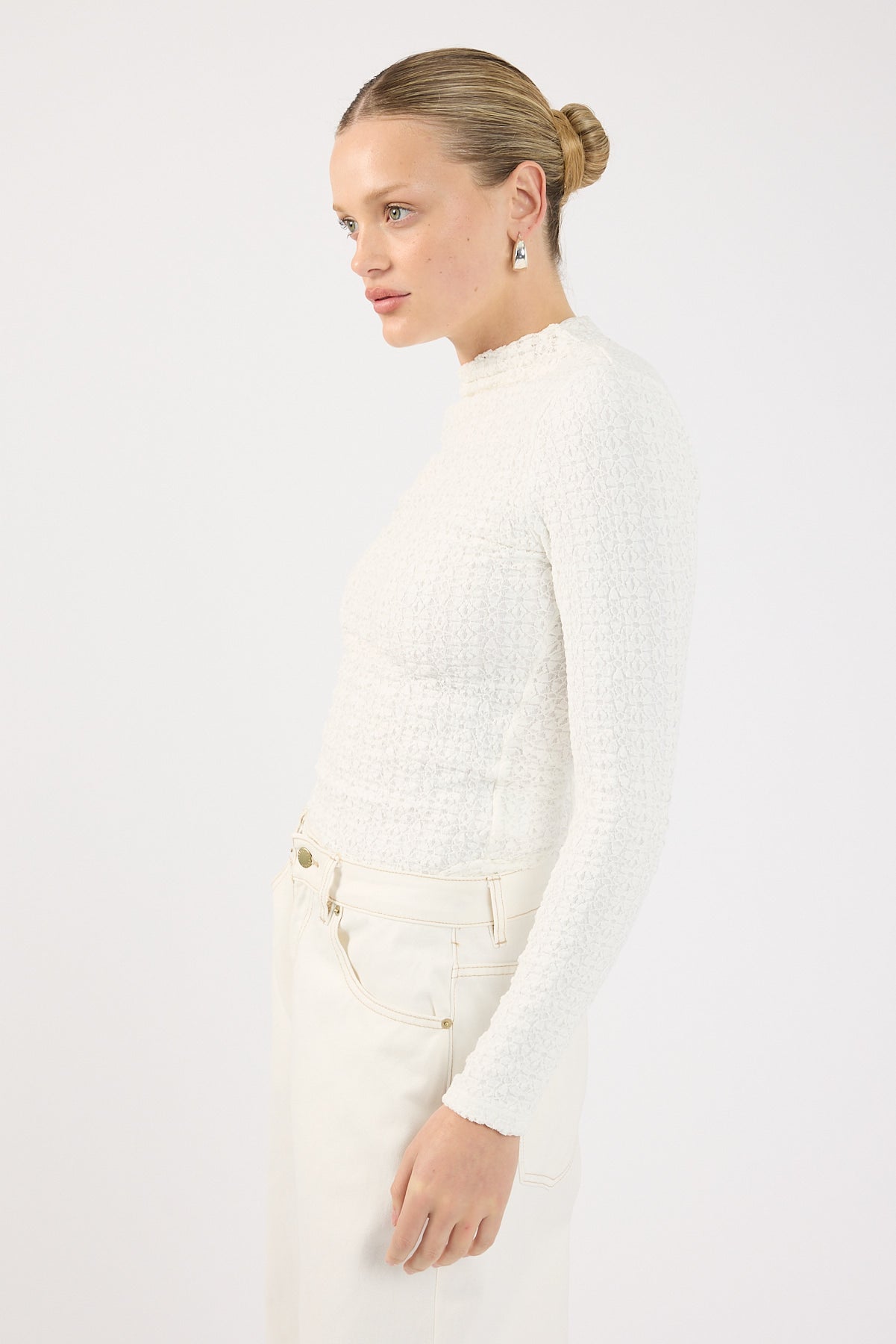Perfect Stranger Indiana Lace Long Sleeve Top White