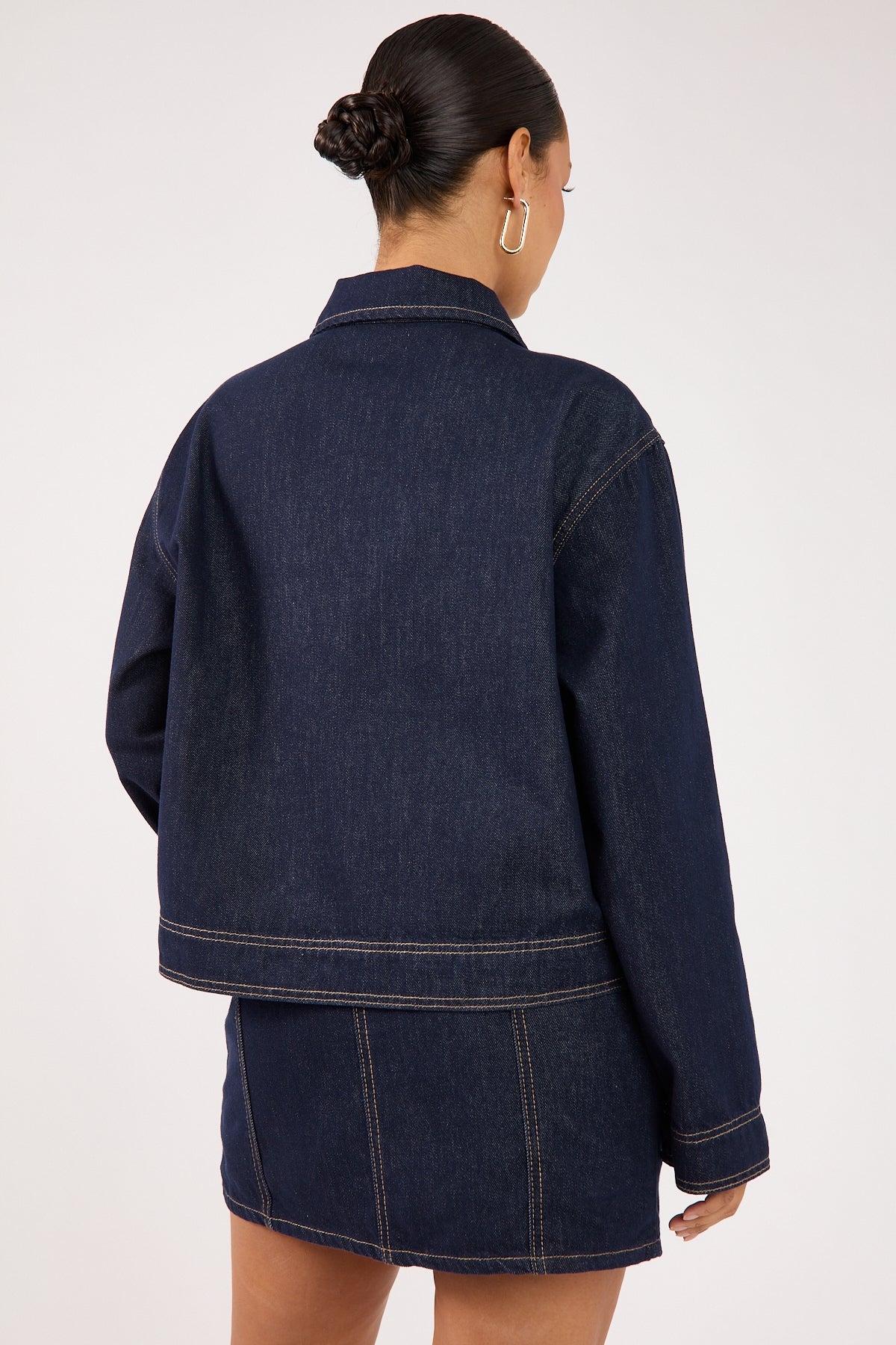 Perfect Stranger Mila Denim Boxy Shirt Dark Blue Denim