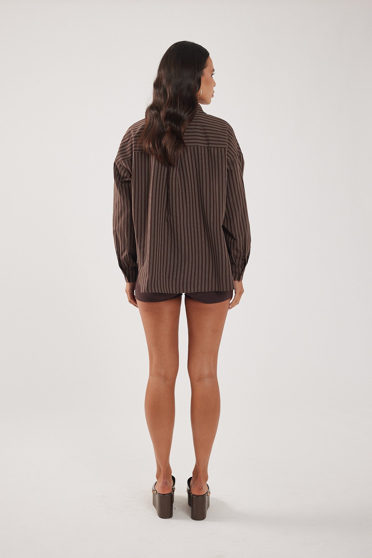 Perfect Stranger Hadid Striped Oversized Shirt Brown Stripe