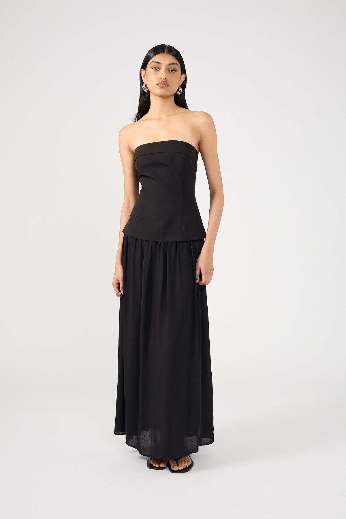 Perfect Stranger Emilia Drop Waist Midi Dress Black