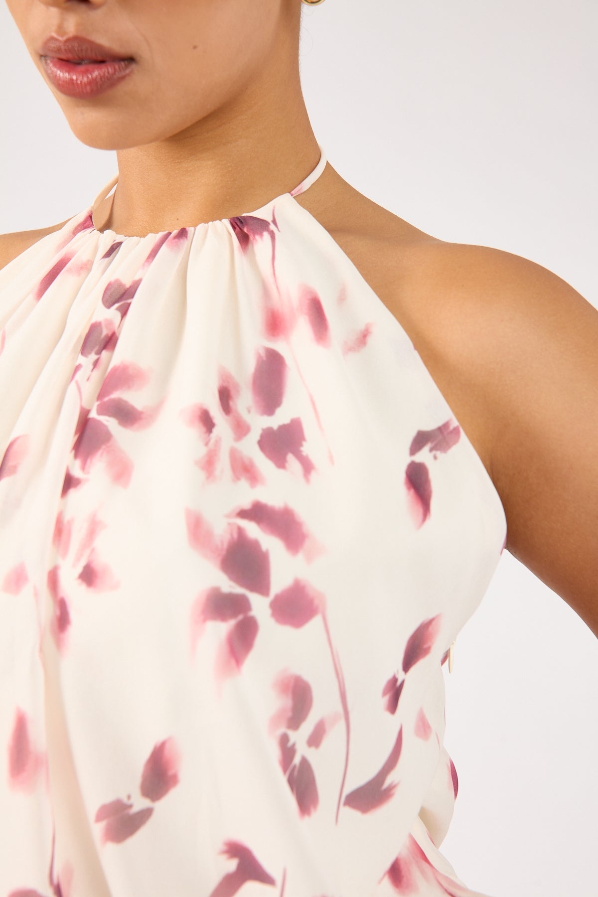 Perfect Stranger Charlotte Halter Mini Dress Burgundy Print