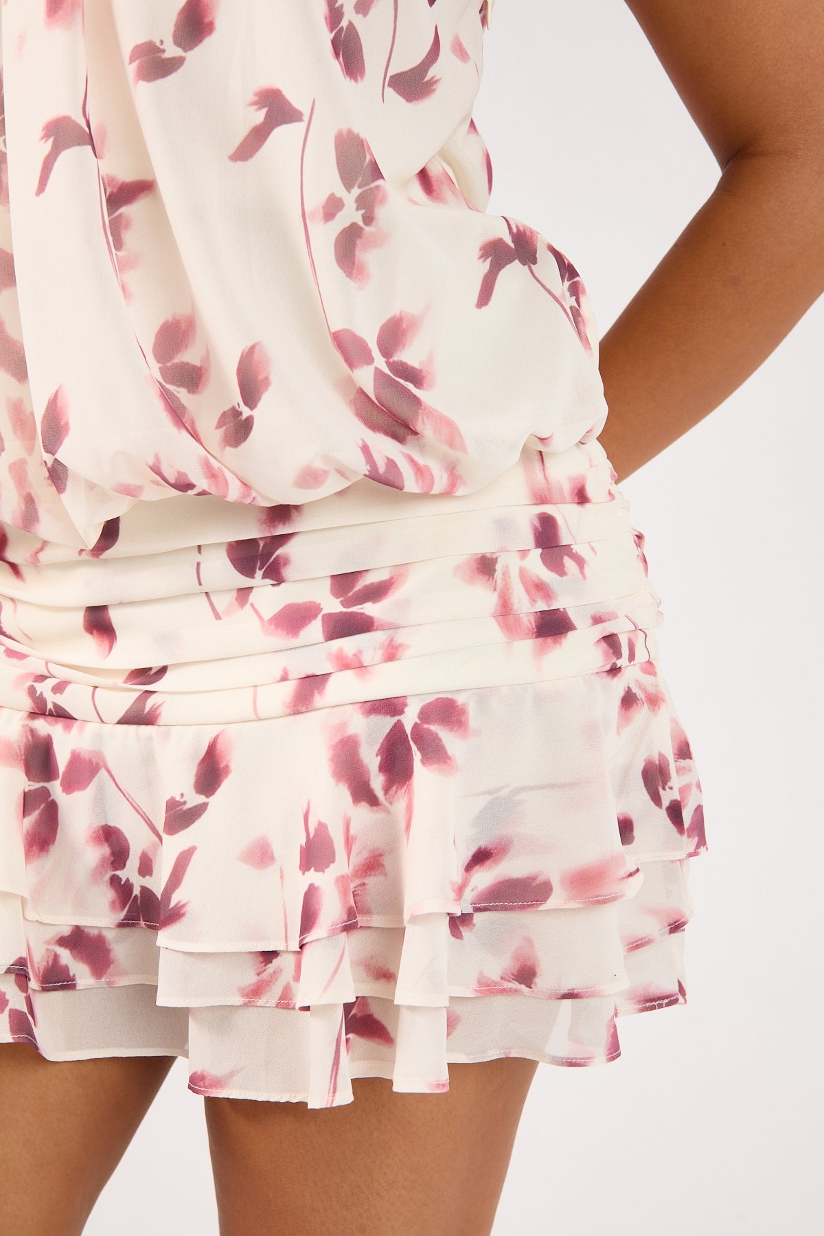 Perfect Stranger Charlotte Halter Mini Dress Burgundy Print