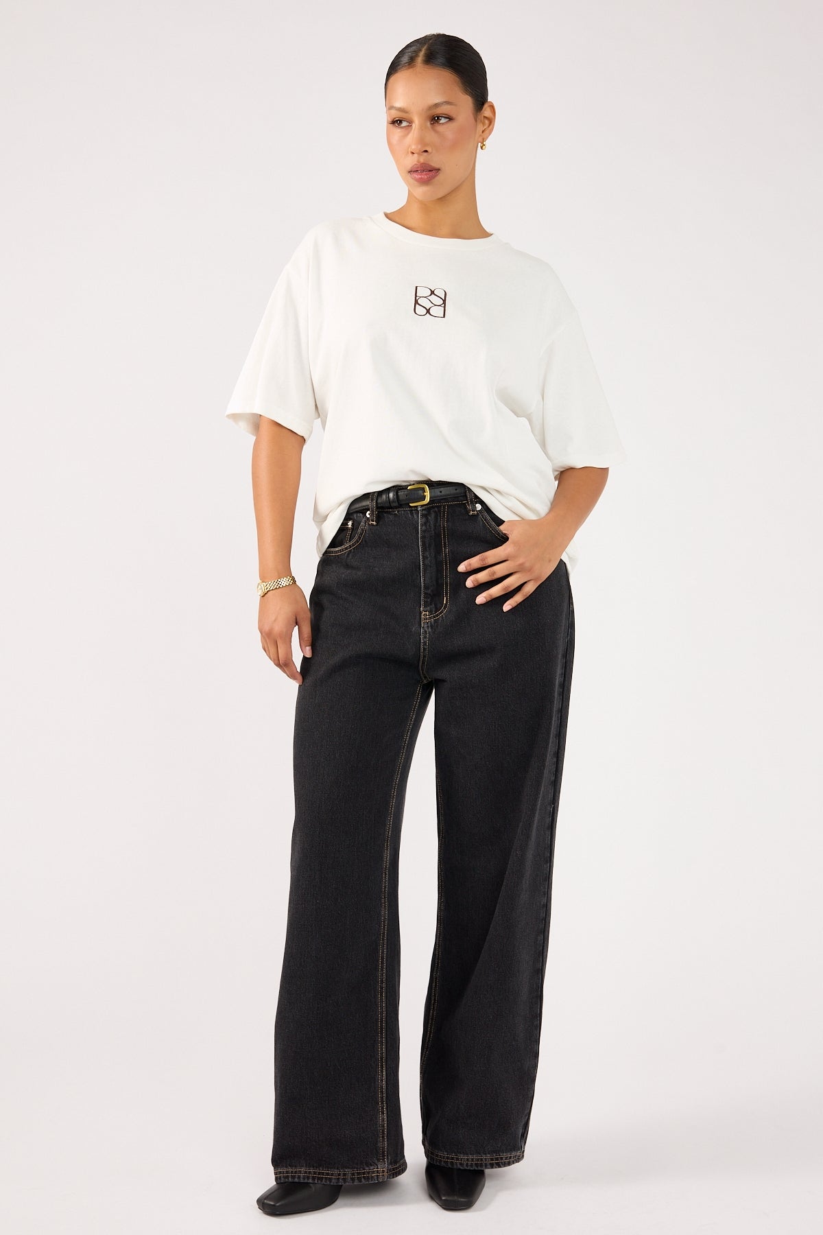 Perfect Stranger Monogram Oversized Tee White