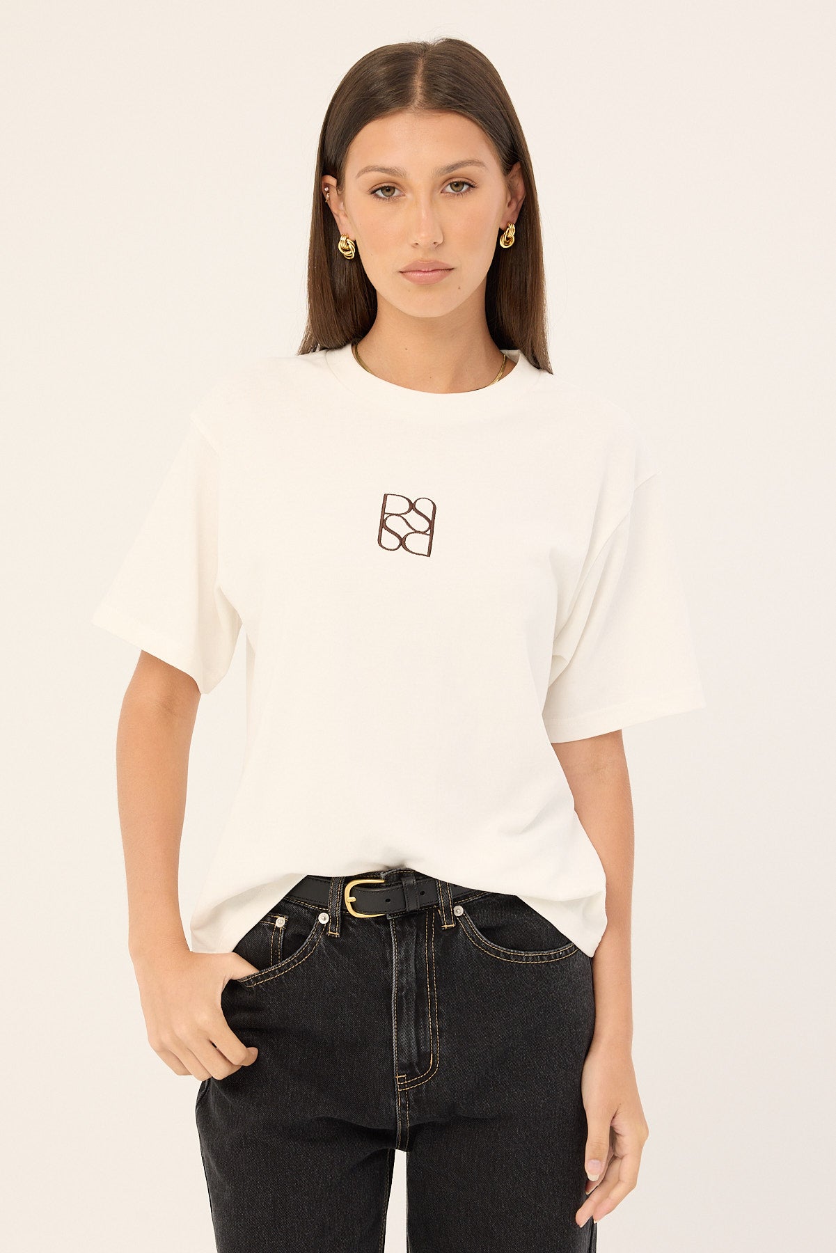 Perfect Stranger Monogram Oversized Tee White