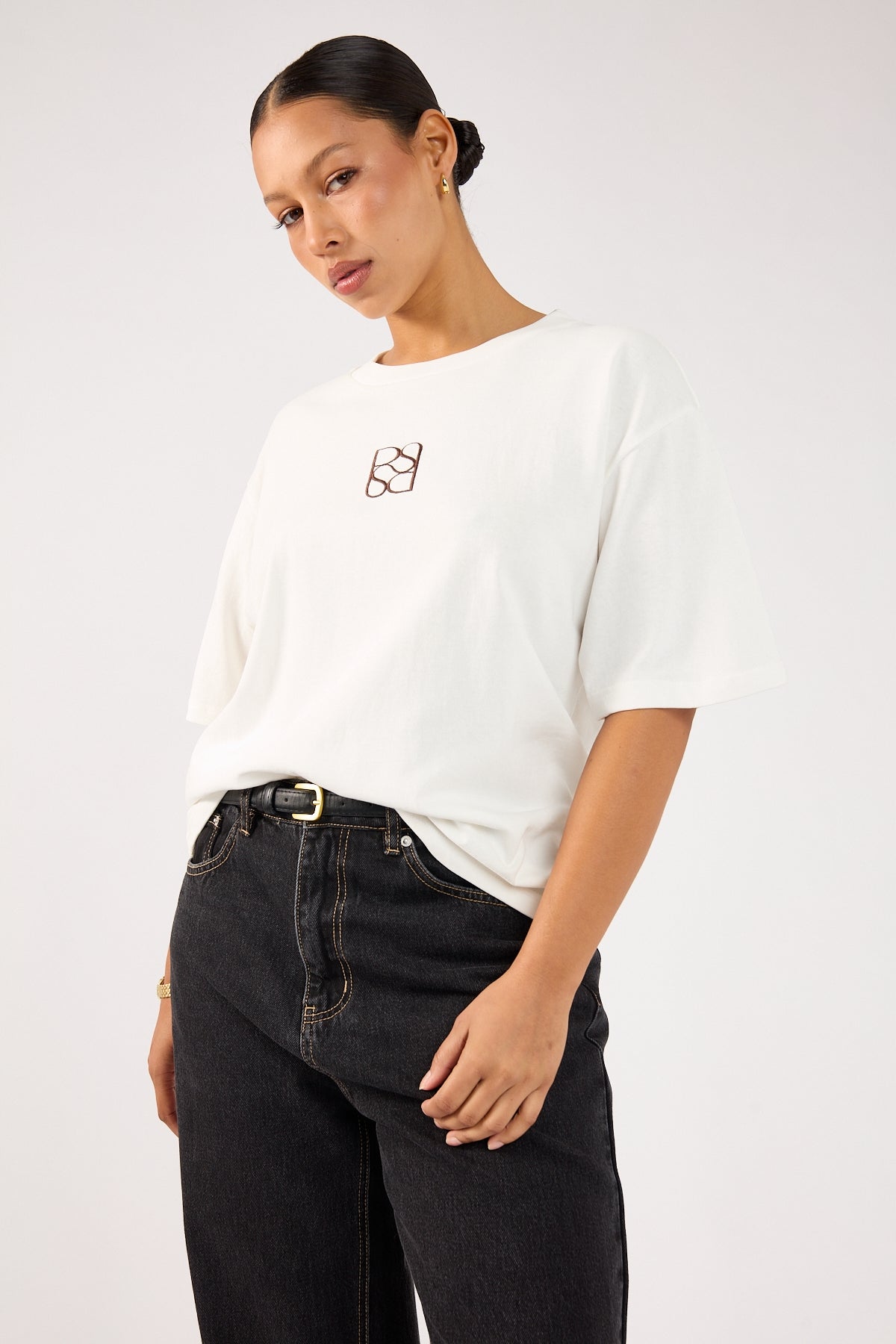 Perfect Stranger Monogram Oversized Tee White