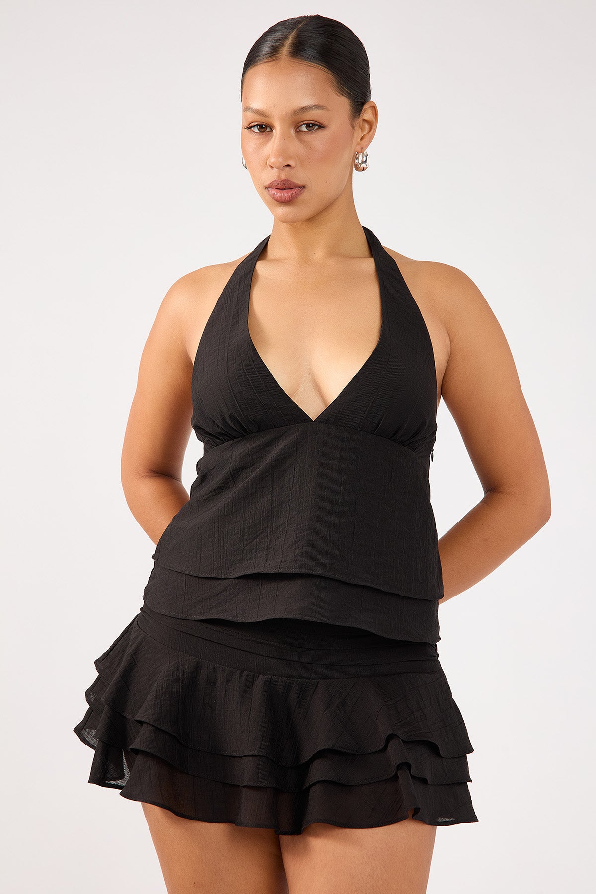 Perfect Stranger EllaMae Ruffle Mini Skort Black