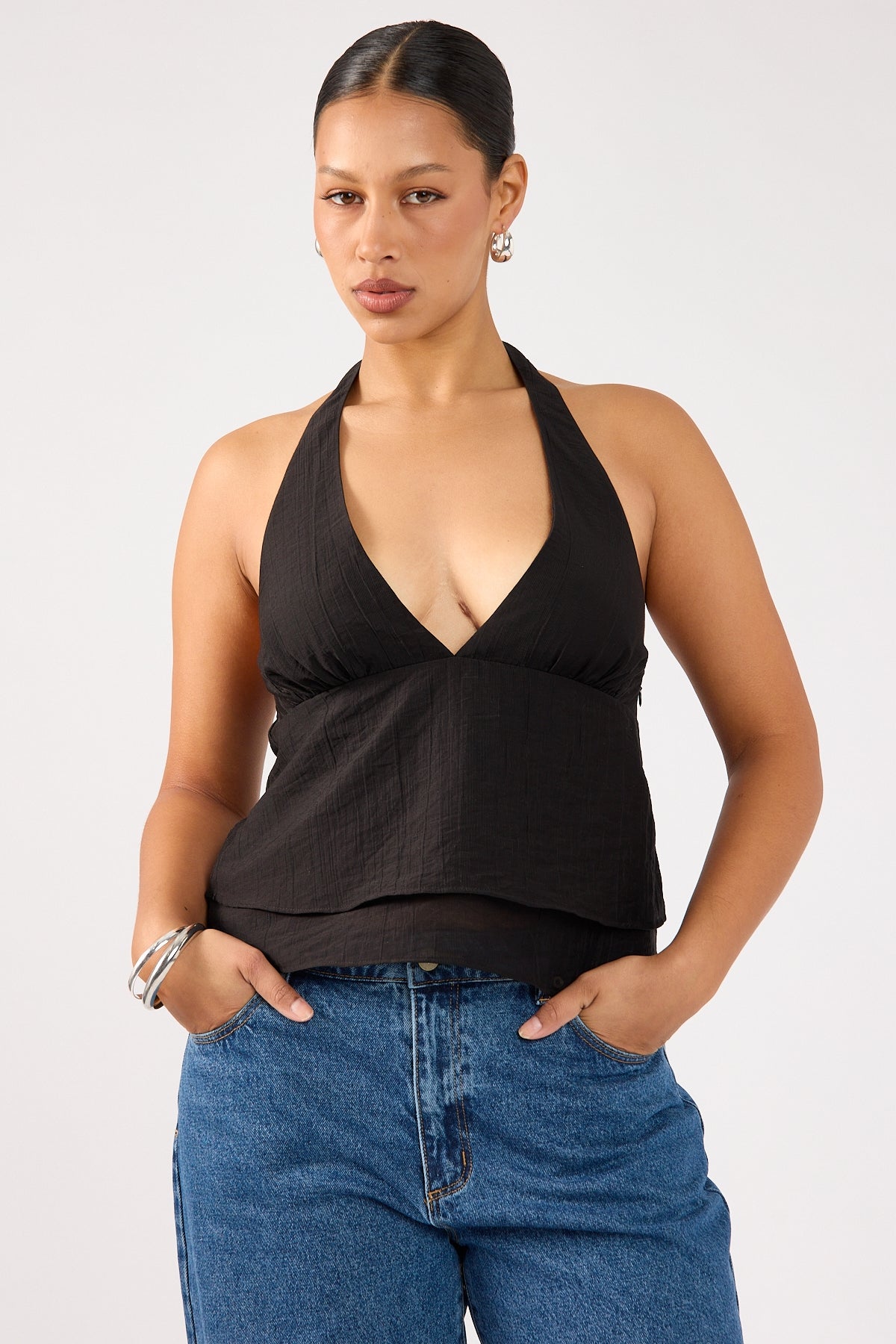 Perfect Stranger EllaMae Ruffle Top Black